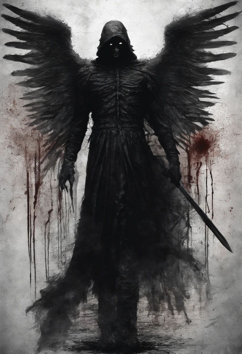 Bloody male gothic angel