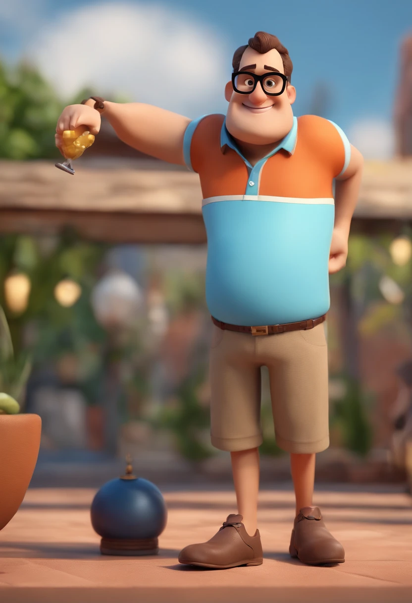 Cartoon character of a man wearing black glasses and a blue shirt, um personagem animado, Caractere estilizado, animation style rendering, 3D estilizado, Arnold Maya render, 3 d render stylized, toon render keyshot, Personagem 3D, Personagem 3D, 3d rendering stylized, 3 d character render, personagem de desenho animado, Personagem de close up, Pose de personagem, (Estilo Pixar) (master part:1.2) (Bokeh) (best quality) (pele detalhada) (textura detalhada) (8k) (argila) (Cinematic lighting) (foco nítido,Senta e vaza a parte superior do corpo
