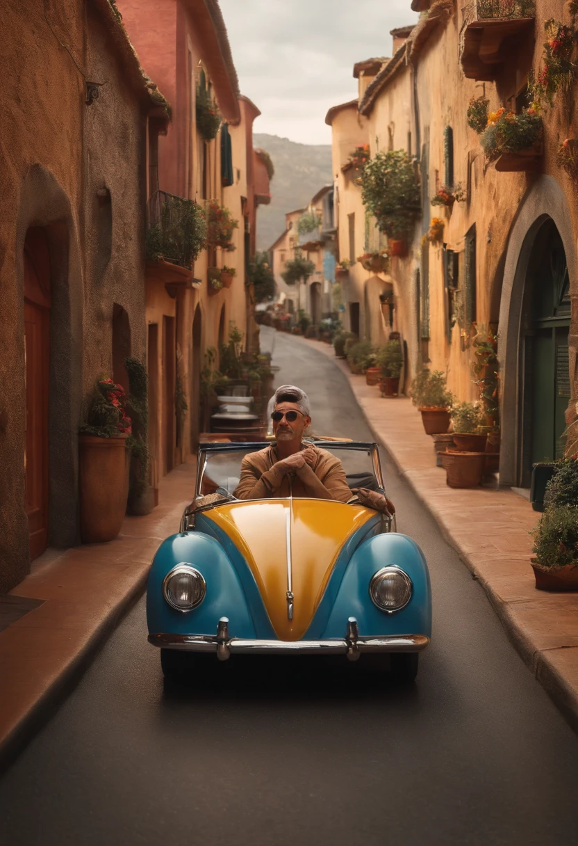 A 3D movie poster in Disney-Pixar style of Homem em um carro com capuz, a picture inspired by Ernő Bánk, instagram, Tachisme, Homens de 45 anos, Homem de 4 0 anos, Fotografia selfie 8k, Homem de 5 0 anos, ele tem cerca de 40 anos, ele tem cerca de 4 0 anos de idade, 38 anos