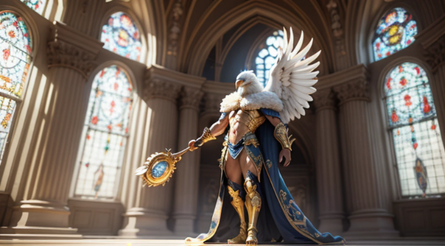 The anthropomorphic eagle vulture can be described as having a human body and (eagle head) e asas douradas, human arms, Creatures that walk on their feet, ((grifo lindamente detalhado)) (extremamente detalhado CG unidade 8k papel de parede), majestic professional oil painting by Ed Blinky, Gaylan Gate, ghibli studio, Jeremy Mann, Greg Manches, Antonio Exhibited at ArtStation, Moreau foi popular em CGSociety, with dramatic photorealistic paintings by Complex, High detail, foco nítido, no meio da jornada, e Greg Rutkowska. super high resolution, melhor qualidade, Fotos, 8k, (Realistic: 1.2), Cinematic lighting, gigante em robe de ouro brilhante com penas douradas, Flutuando no Trono de Cristal, flutuando em uma nuvem de cristal, olhos amarelos, luz amarela brilhante emanando do trono, Precious stone floating in the sky, DEUS, um feixe de luz encobre seu corpo, The crystal throne has large translucent (Asas de penas douradas) com asas abertas, Golden light over head (aura: 1.2), abdominal muscles wearing medieval golden armor, Penas douradas, masculinidade, darkeness, master part, melhor qualidade, detalhes intrincados, ambiente de neve e cristal no fundo, Catedral de cristal, Portal futurista, Luz 3D, disco Rigido, Magic, deus da luz, luz de fundo, Rosto detalhado, medo, profundidade de campo, soft lighting, Mapeamento de tons, High detail, arte conceitual, liso, Clear focus, dramatic lighting, arte altamente detalhada, Film, 8k, incredible shadows (Antecedentes altamente detalhados: 1.2) --auto --s2