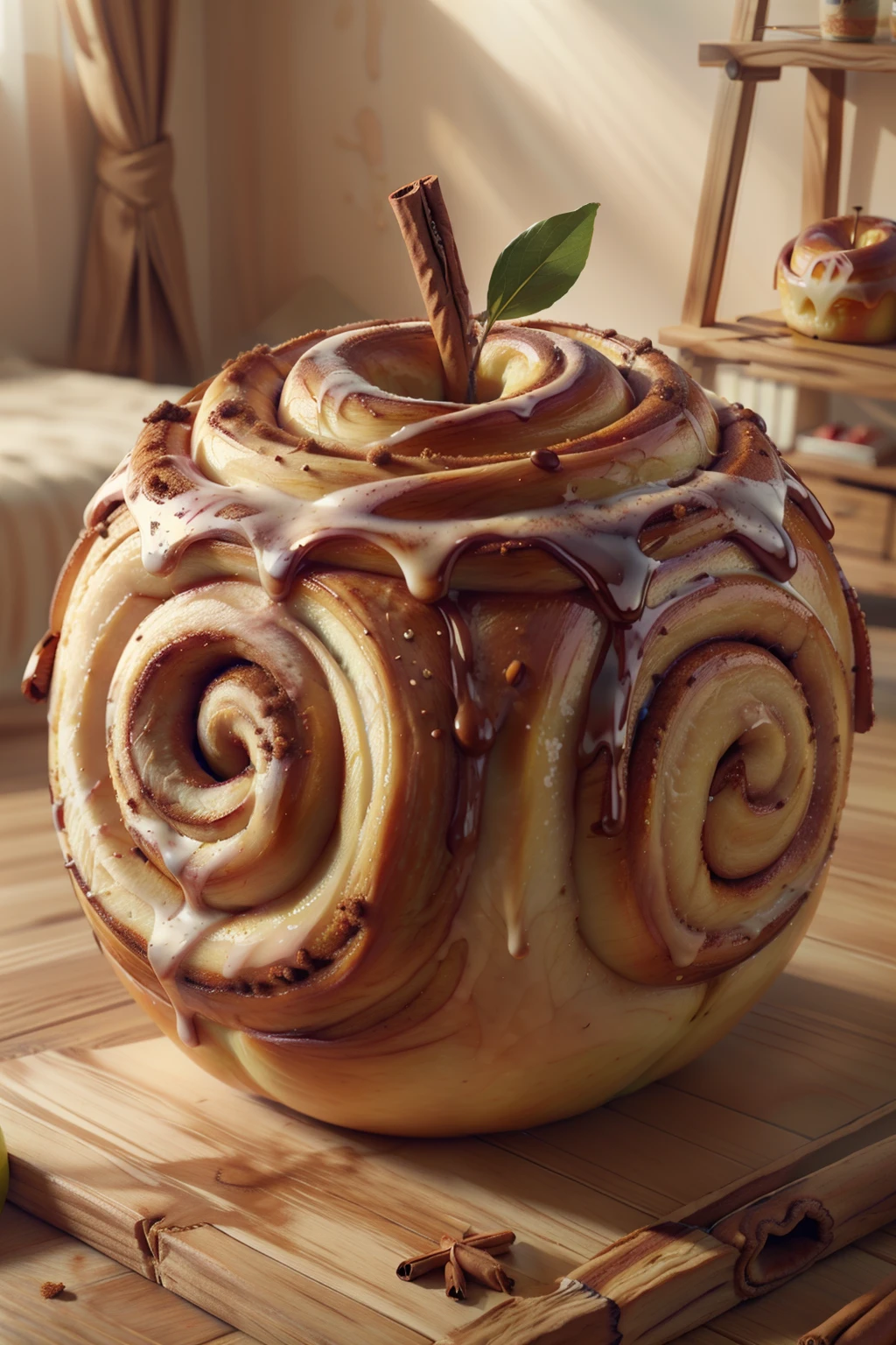 CinnamonBunStyle apple, trending on artstation, (Masterpiece:1.3) (best quality:1.2) (high quality:1.1)