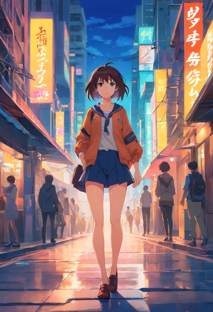 Anime girl standing on city street without panties and black erotic lingerie, Ilya Kuvshinov de cabelos compridos, Arte estilo Guviz, Anime Art Wallpaper 8K, Guvitz na empresa Pisif Art Station, Guwiz at Pisiv art station, Arte de anime cyberpunk +18
