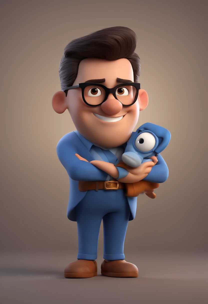 Cartoon character of a man with black glasses and a blue shirt, animation character, Caractere estilizado, animation style rendering, 3D estilizado, Arnold Maya render, 3 d render stylized, toon render keyshot, Personagem 3D, Personagem 3D, 3d rendering stylized, 3 d character render, personagem de desenho animado, Personagem de close up, Pose de personagem, (Estilo Pixar) (master part:1.2) (Bokeh) (best quality) (pele detalhada) (textura detalhada) (8k) (argila) (Cinematic lighting) (foco nítido