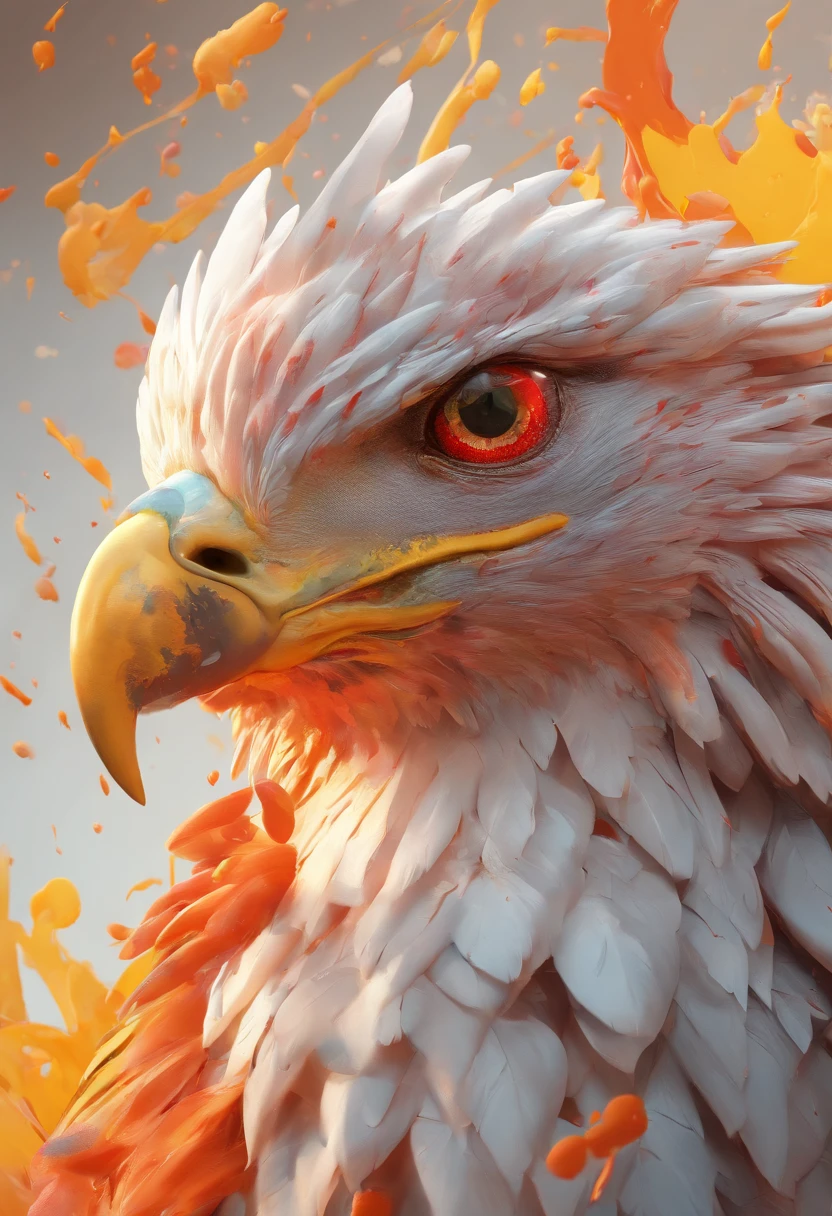 arte splash, A harpy head, ((fundo branco)), olhos penetrantes, epic instagram, art-station, estilo splash de tinta colorida, contorno, hiperdetalhado intrincadamente detalhado , Motor irreal, genial, detalhes intrincados, tela inicial, cores complementares, arte conceitual de fantasia, 8K resolution, Obra-prima do deviantart, oil painting, heavy strokes, gotejamento de tinta, artes de salpicos
