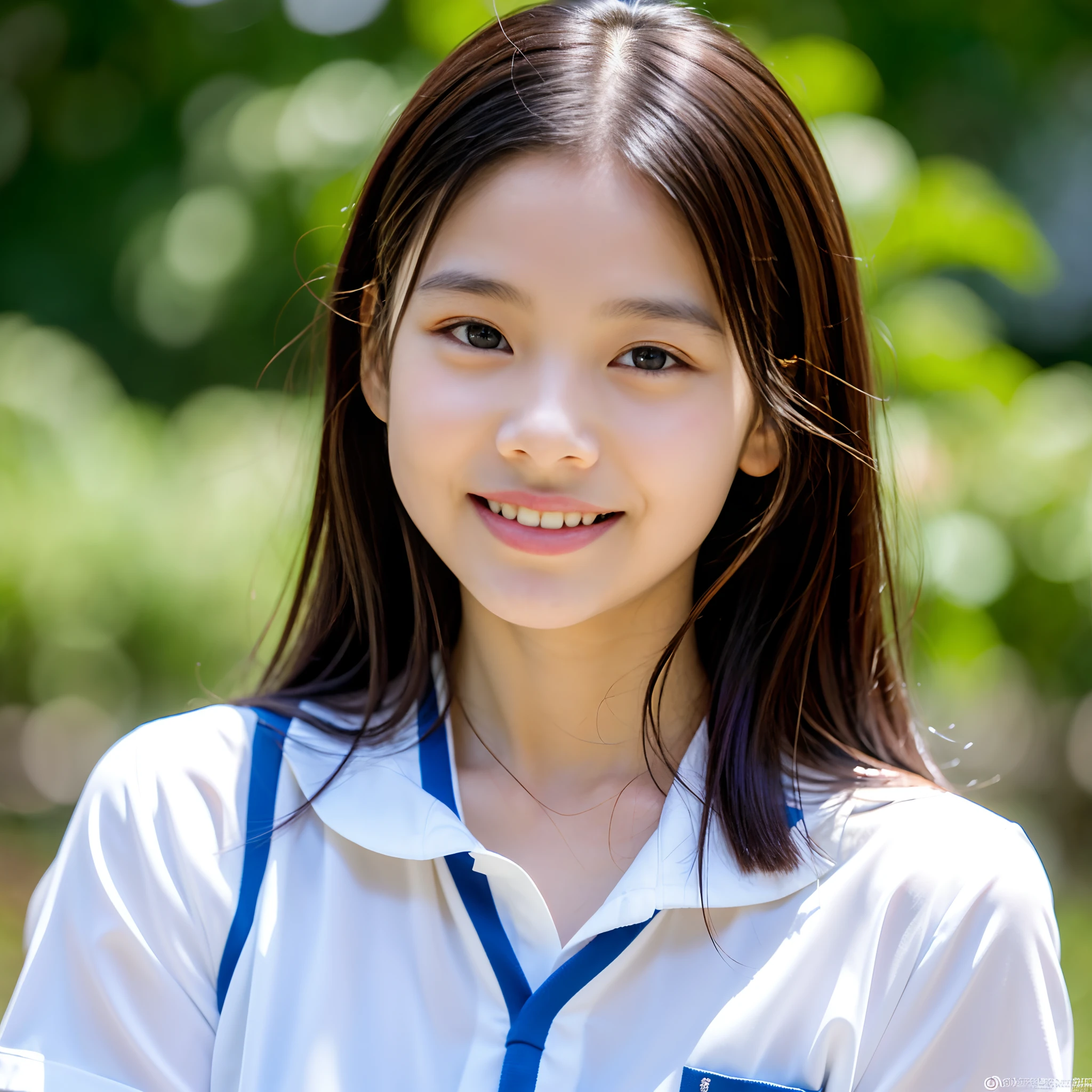 best quality, masterpiece, ultra high res, (photorealistic:1.4), RAW photo, extremely detailed,
1girl, the most Japanese popular idol, ((innocent smile)), looking at viewer, portrait,
wearing Japanese high school summer uniform,
extremely cute face, absolutely beautiful big black eyes, pretty wet lips, amazingly beautiful black medium-cut-haired, very beautiful white skins, perfect body, perfect anatomy,
detailed face, detailed eyes, detailed lips, detailed hair, detailed white skins, detailed body,