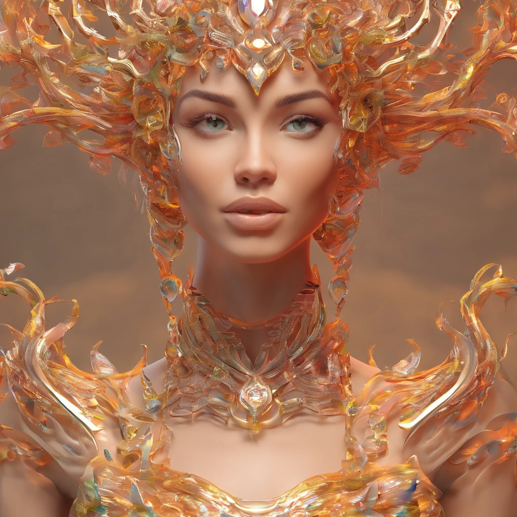 fotografia (Estilo FractalWoman:1) um close up de uma pintura do rosto de uma mulher