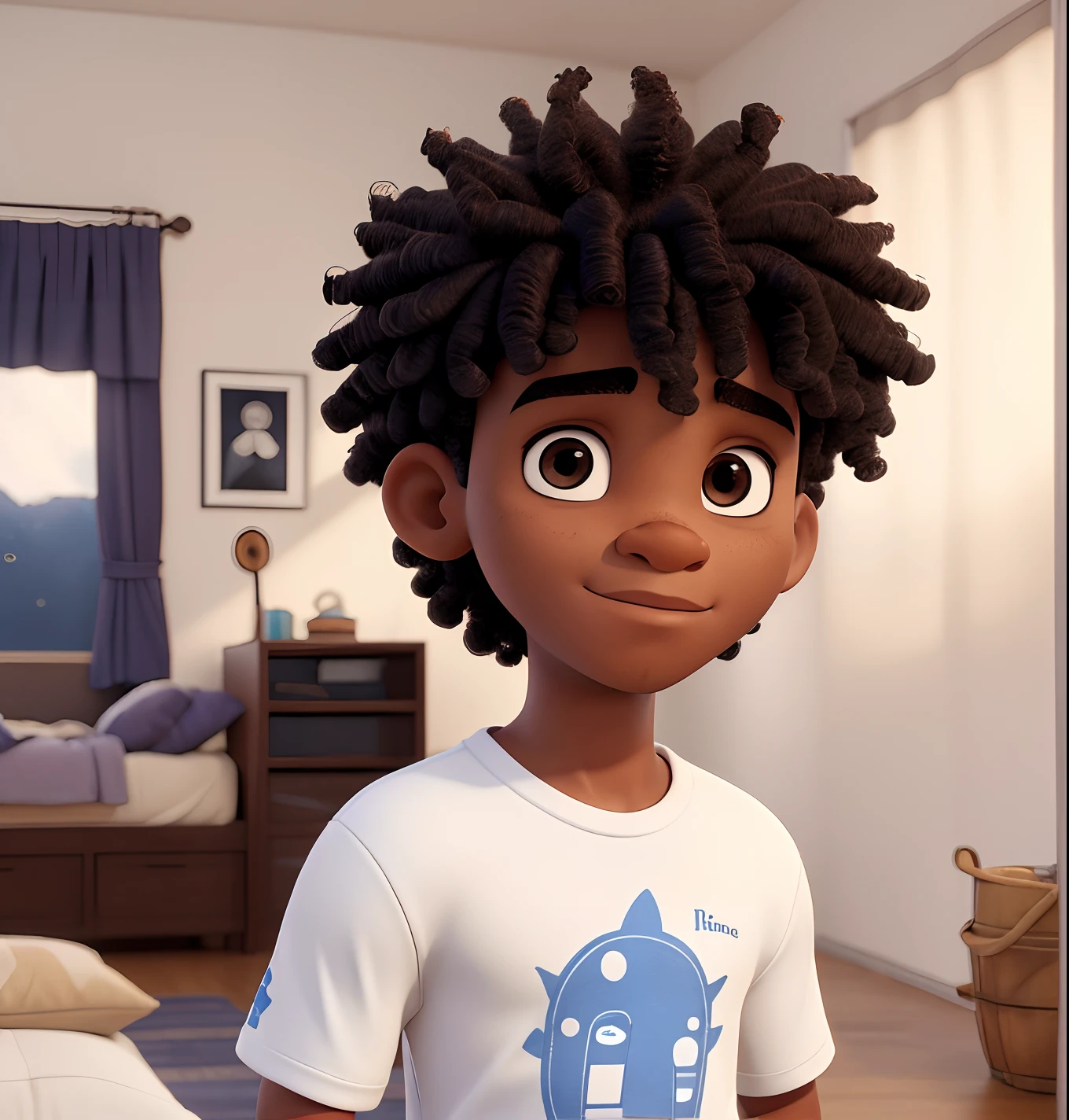 um menino, 3rd year.o menino, afro-americano, Vista frontal sentado na cama, Looking at camera, cabelos pretos, Foto RAW,((Camisa Preta:1.2)), ((retrato)),Afro-descendente, Use uma boina, cabelo estilo militar, Slim and slightly athletic body, Wear basic clothes, Homem de 18 anos, olhos castanhos, olhos perfeitos, ((fundo branco:1.2)), studio lighting, alta qualidade, filmic grain, Fujifilm XT3, Centralizado