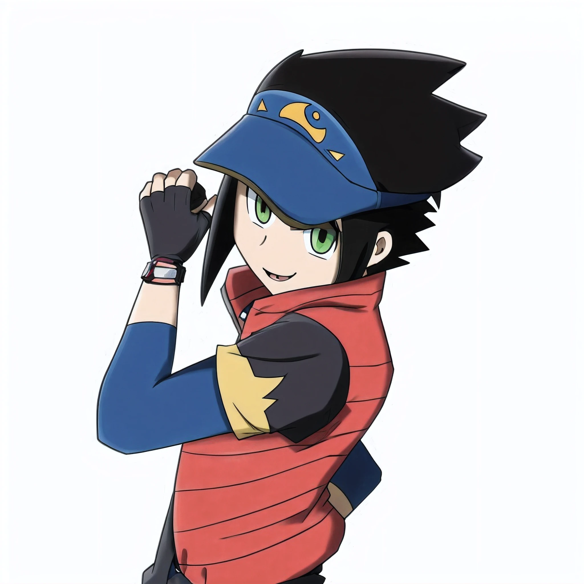 A cartoon of a man in a baseball cap and vest, ketchum cinza, pokemon trainer, Arte Oficial, Pokémon anime style, imagem de anime safebooru, Otaku Gangasta, Arte Oficial do personagem, Estilo anime 2D, Estilo anime", inspirado em Junpei Satoh, Pikachu como um humano, pokemon trainer outfit, Arte Oficial, como um Personagem de anime, Personagem de anime