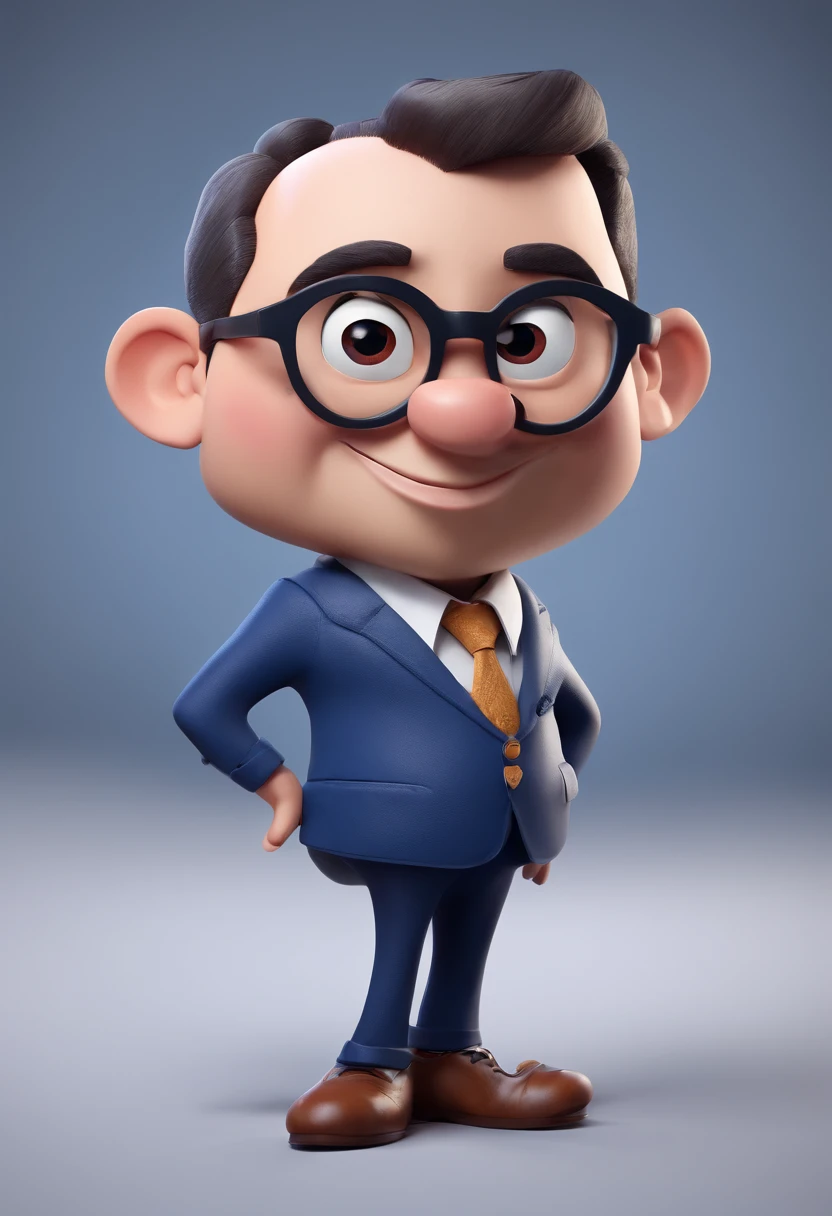 Cartoon character of a man with black glasses and a blue shirt, animation character, Caractere estilizado, animation style rendering, 3D estilizado, Arnold Maya render, 3 d render stylized, toon render keyshot, Personagem 3D, Personagem 3D, 3d rendering stylized, 3 d character render, personagem de desenho animado, Personagem de close up, Pose de personagem,  (Estilo Pixar) (master part:1.2) (Bokeh) (best quality) (pele detalhada) (textura detalhada) (8k) (argila) (Cinematic lighting) (foco nítido