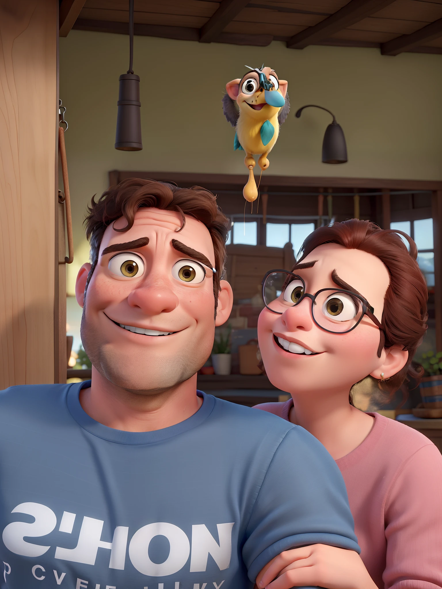 A couple in great quality and definition in the style of Disney pixar