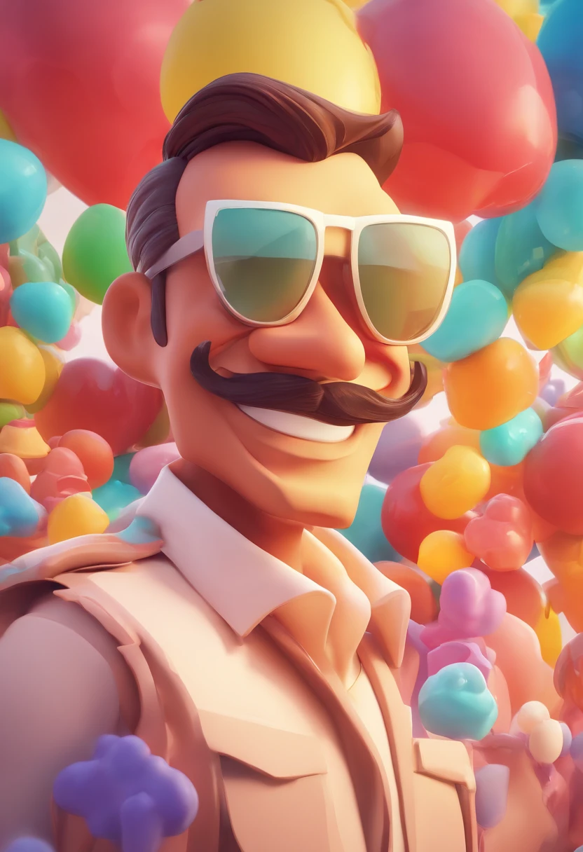 Smiling Man Illustration, sorriso insano, Homem de pele marrom com um sorriso gigante, happily smiling at the camera, sorriso atrevido, he's smiling, sorriso muito grande, Macho sorridente, foto de perfil headshot, rindo sorriso enorme, desenhando no estilo de Arte 3D, c4d, fundo de cor branco puro, estilo disney, estilo pixar render ilustracao Super Detalhe, 8k