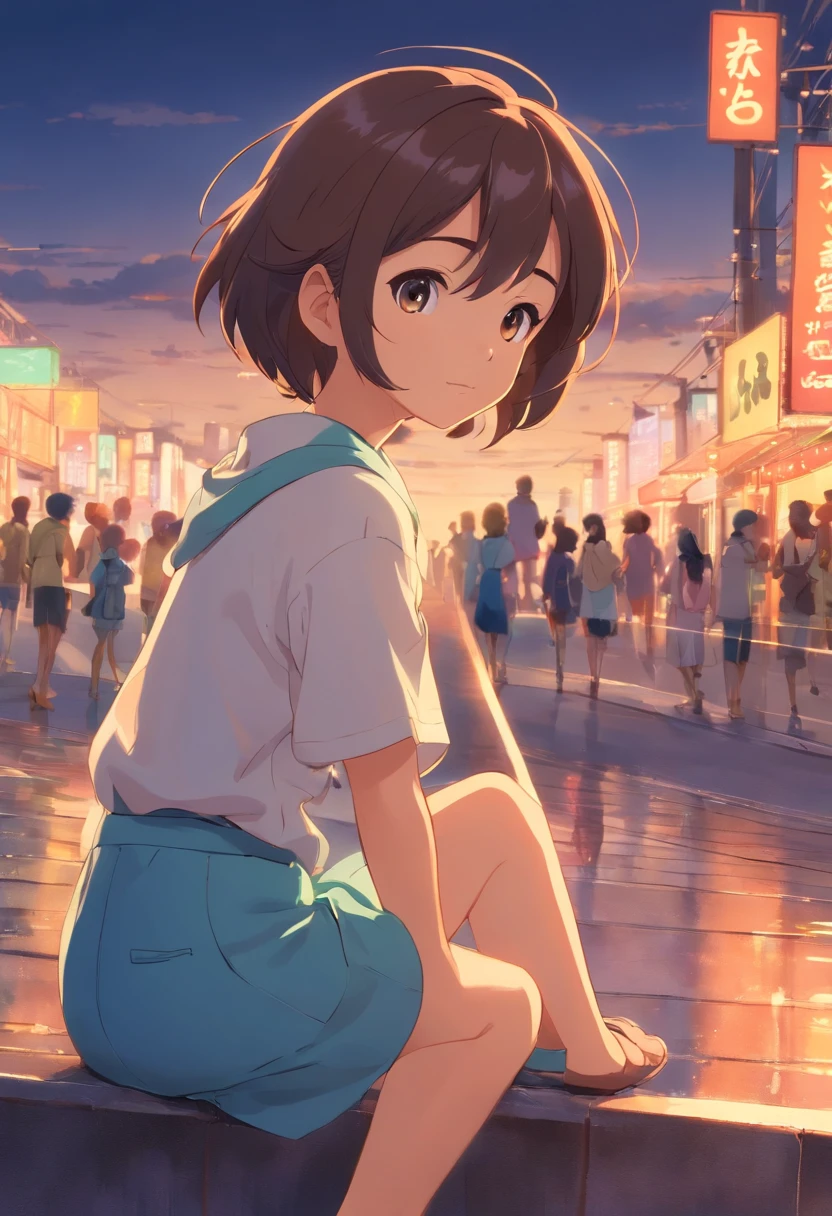 um menino de 6 anos de idade, cabelos castanho, corpo inteiro, disney pixar, cute