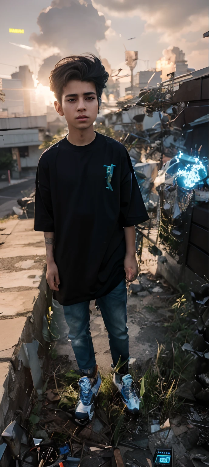 Change background cyberpunk handsome boy, reallstic face, 8k, ultra realistic,