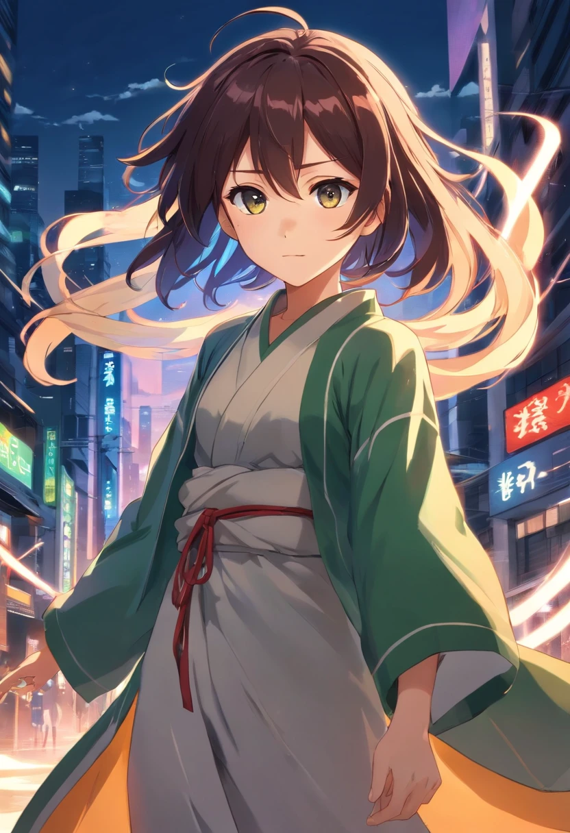 personagem de anime com cabelo longo e capa andando pela grama alta, cara bonito na arte demon slayer, Preto - Mago Cabelo, Artgerm e Atey Ghailan, wearing a flowing robe, Flowing hair and long robes football shirt