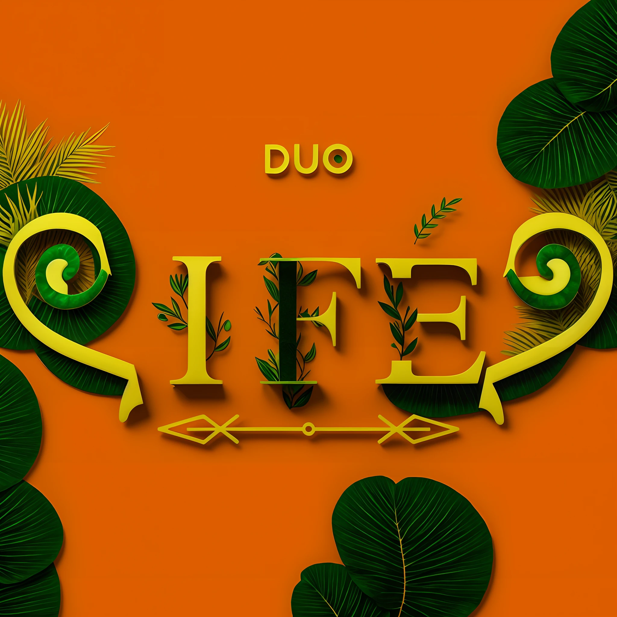 Jungle, orange and green aesthetic, afrofuturism, cowrie shells, escrito duo, written Ife, plants, ultra quality, realistic