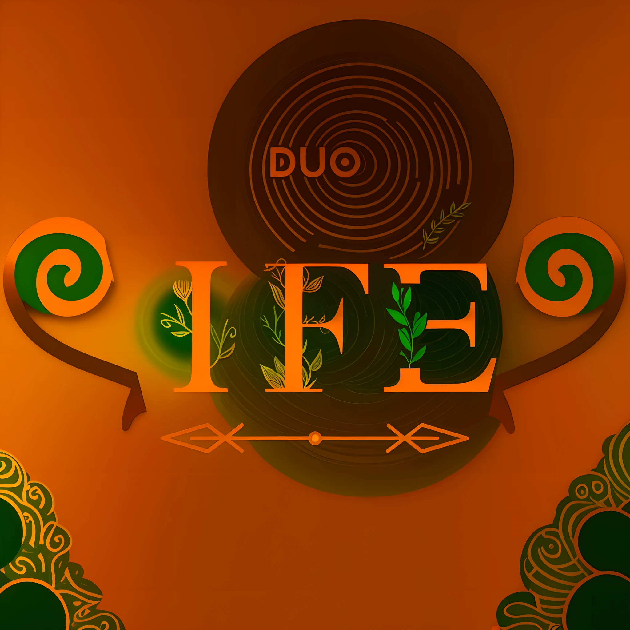 Jungle, orange and green aesthetic, afrofuturism, cowrie shells, escrito duo, written Ife, plants