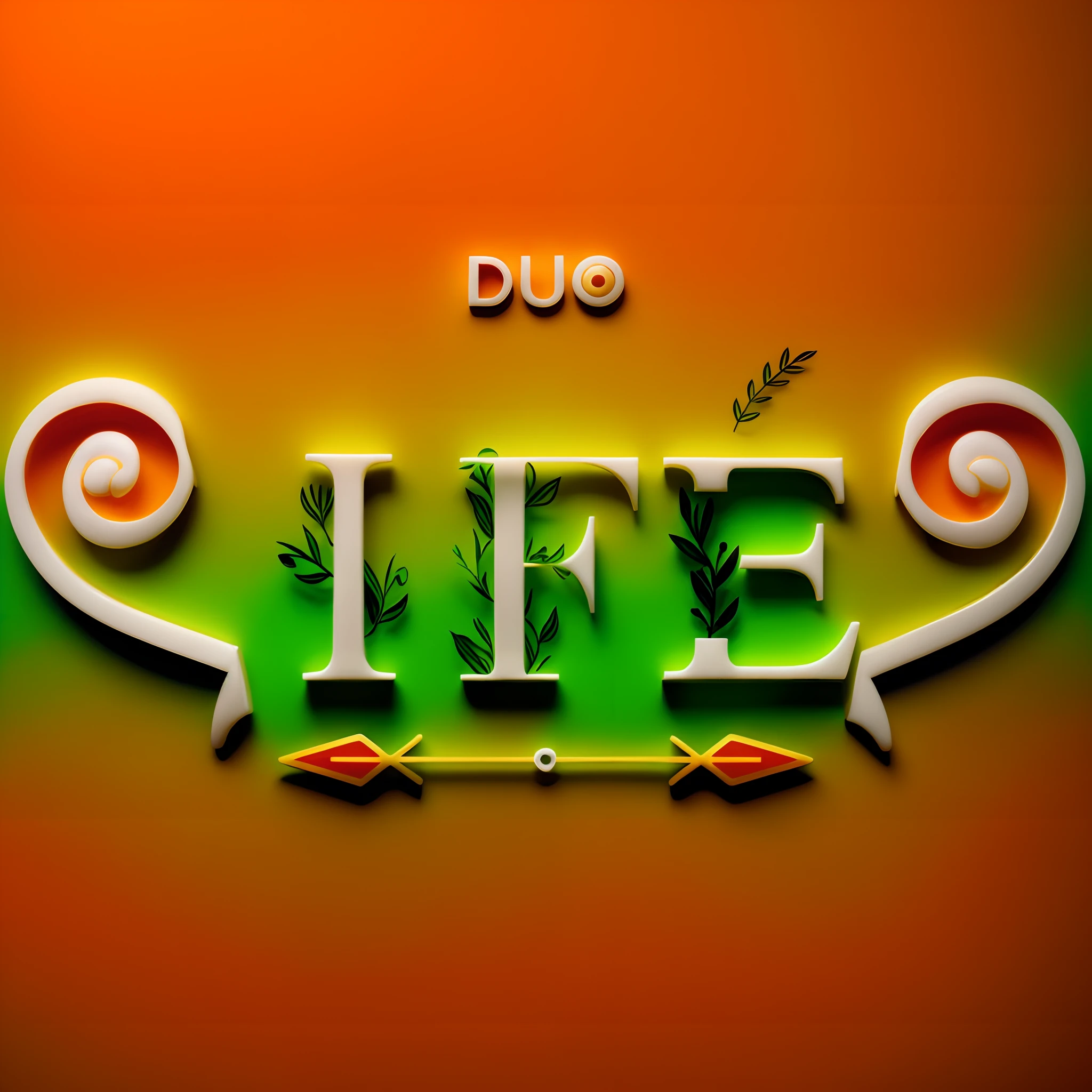 Jungle, orange and green aesthetic, afrofuturism, cowrie shells, neon plants