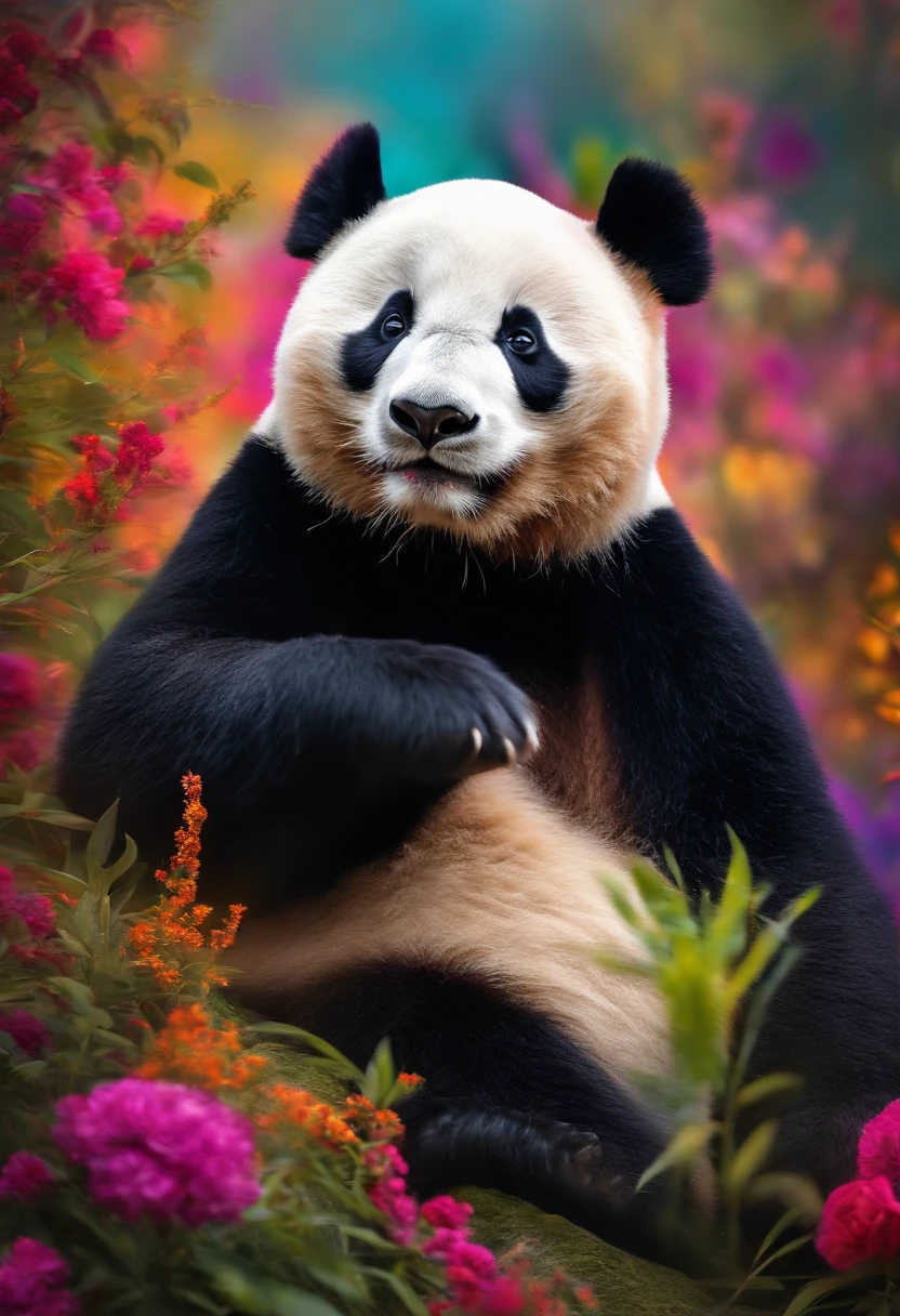 captivating projection of vivid and vibrant Panda with colorful background