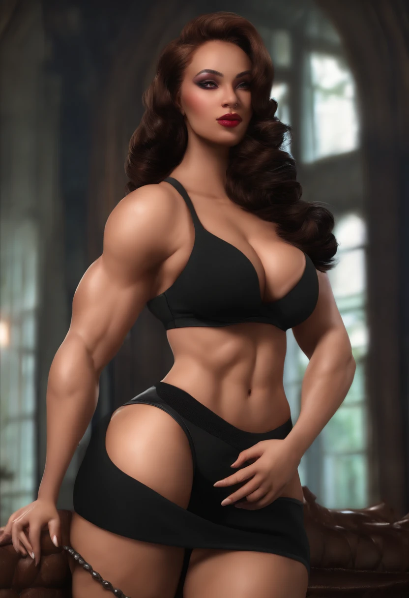 1 girl, queen, black, alone, bald, (seductive face, makeup, big eyes, red libs, no hair), (scorpion tail on the butt: 1.2), (LARGE QUEEN CEDAR), (large buttocks, Muscle, big boobs:1.7), (GUARD ARM)