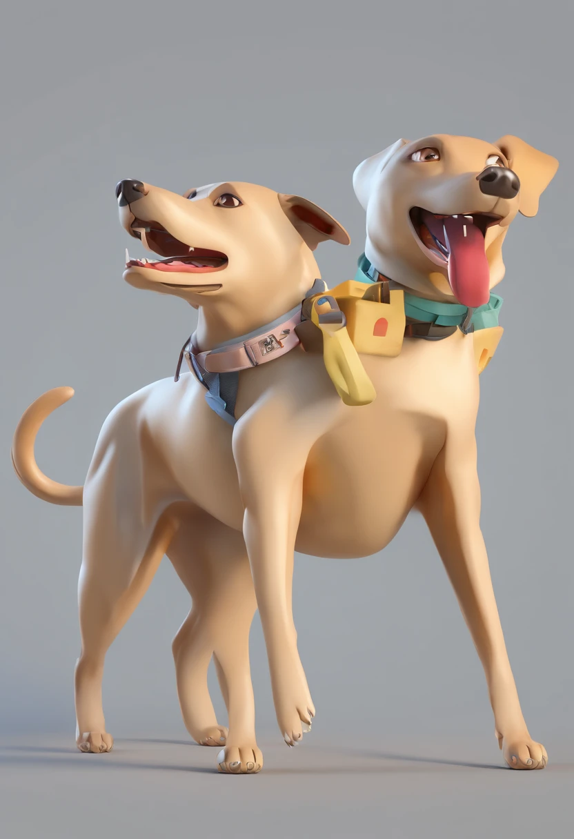 pixer style: female dog, Nero, Labrador, Chinatown, With a happy face. I'm drooling because I want food.,A clear day,
