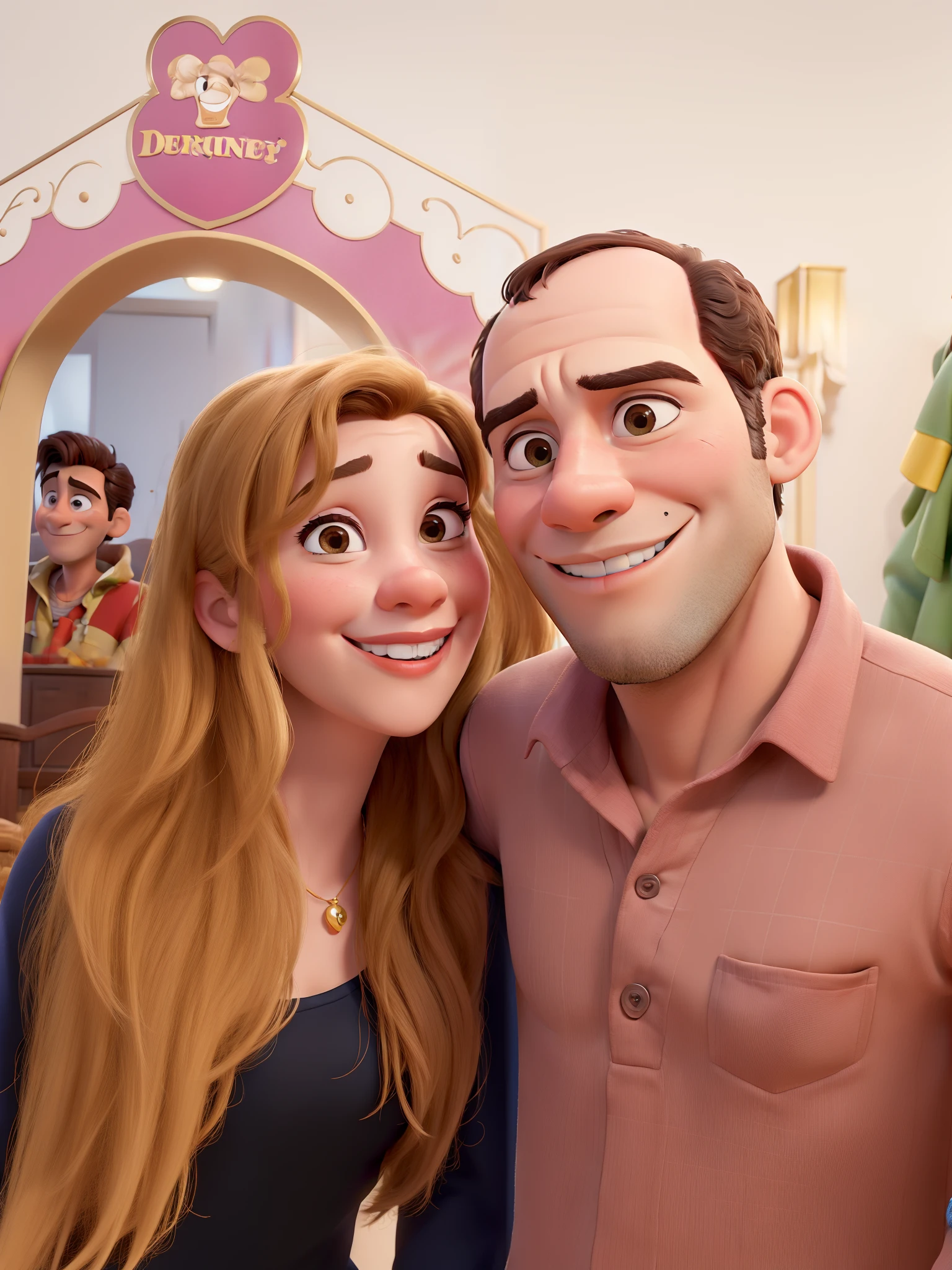 Casal (homem e uma mulher) em formato de desenho da disney