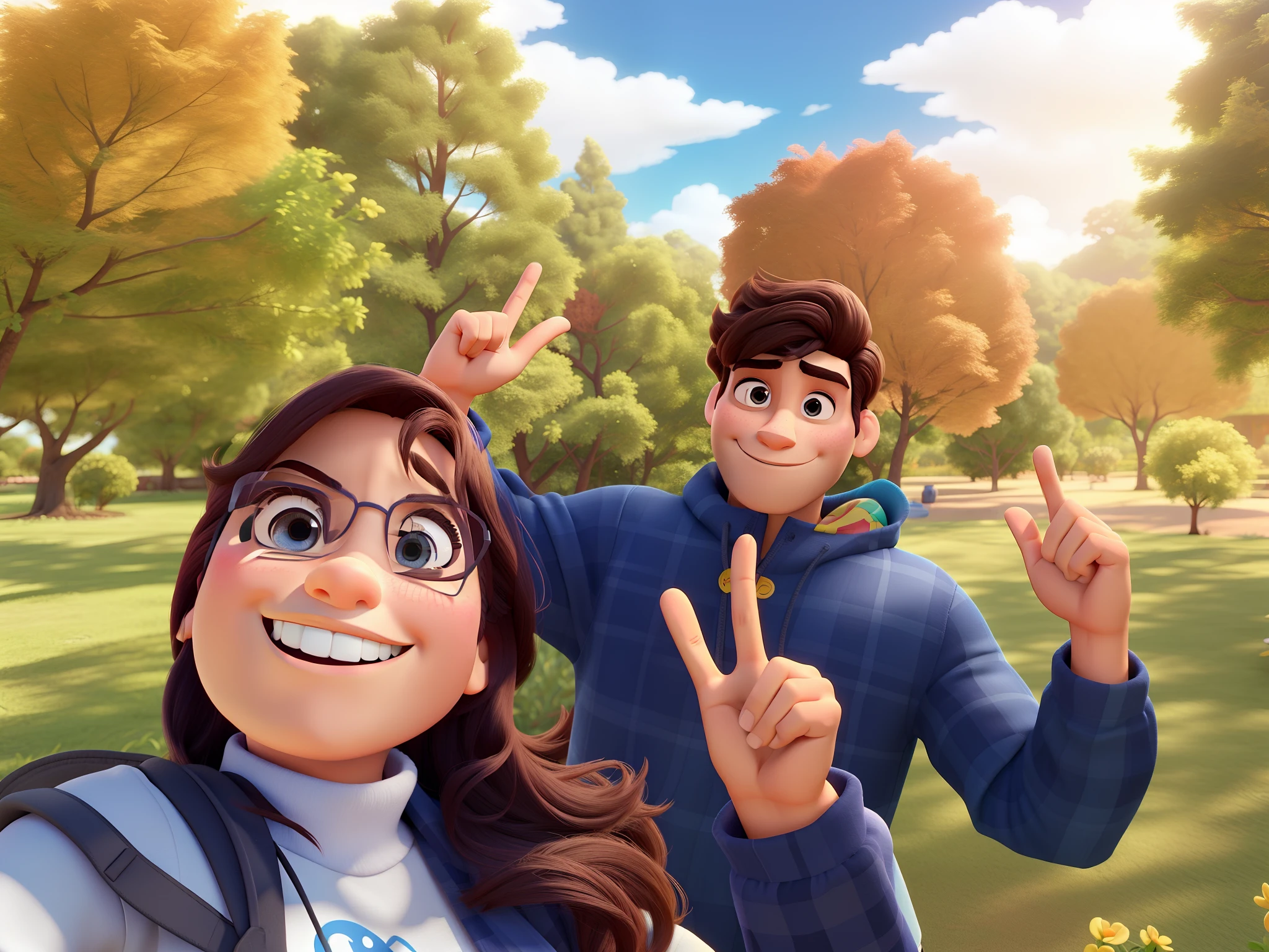 Homem e mulher estilo disney pixar, alta qualidade, melhor qualidade