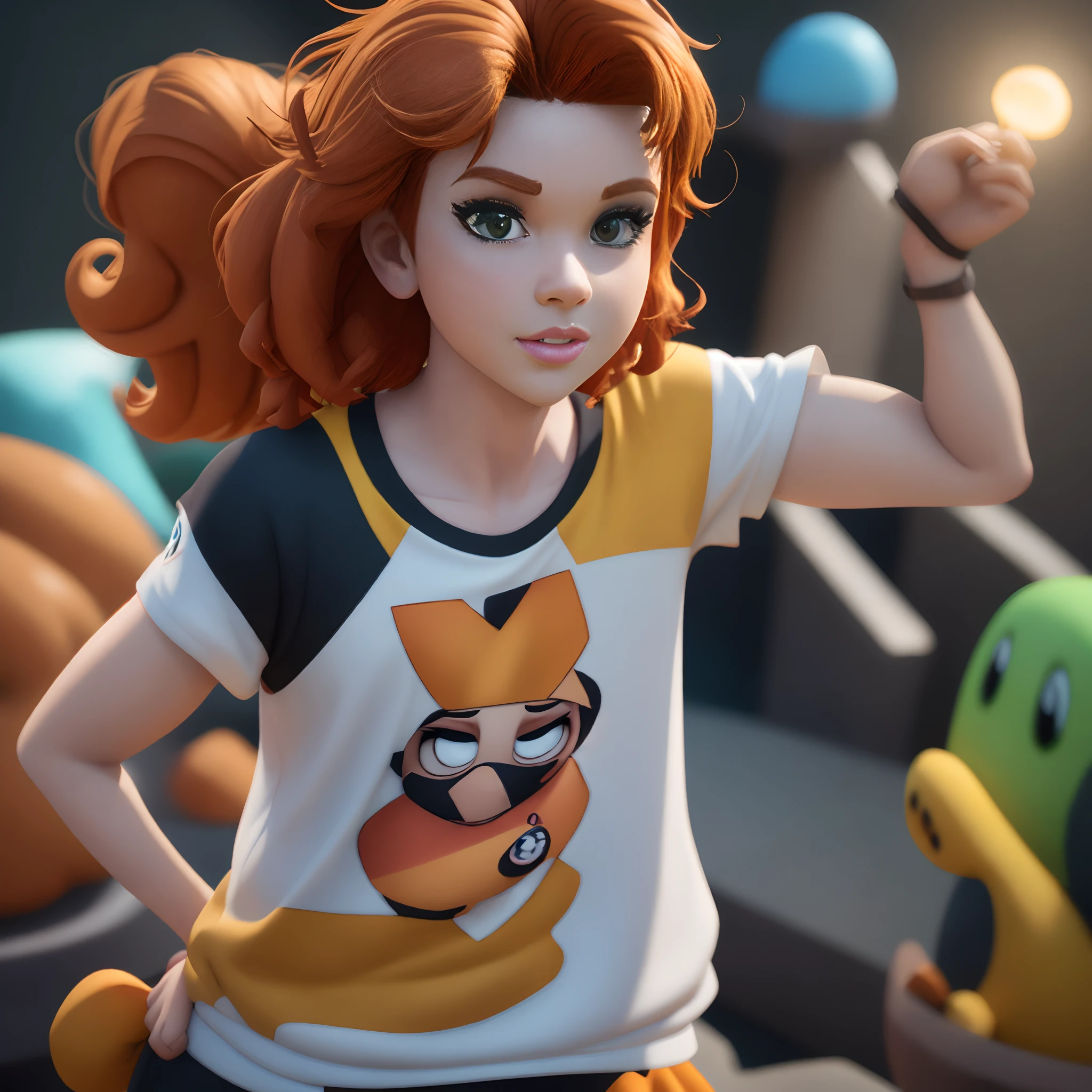 personagem dos desenhos animados de um homem com cabelo loiro, olhos verdes e uma camisa laranja, animation character, Caractere estilizado, animation style rendering, 3D estilizado, Arnold Maya render, 3 d render stylized, toon render keyshot, Personagem 3D, Personagem 3D, 3d rendering stylized, 3 d character render, personagem de desenho animado, Personagem de close up, Pose de personagem, (Estilo Pixar) (master part:1.2) (Bokeh) (best quality) (pele detalhada) (textura detalhada) (8k) (argila) (Cinematic lighting) (foco nítido