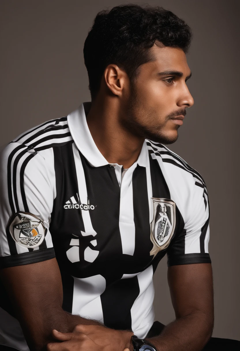 Homem de 30 anos, foto no espelho  camisa de time de futebol (botafogo) rosto em desenho animado