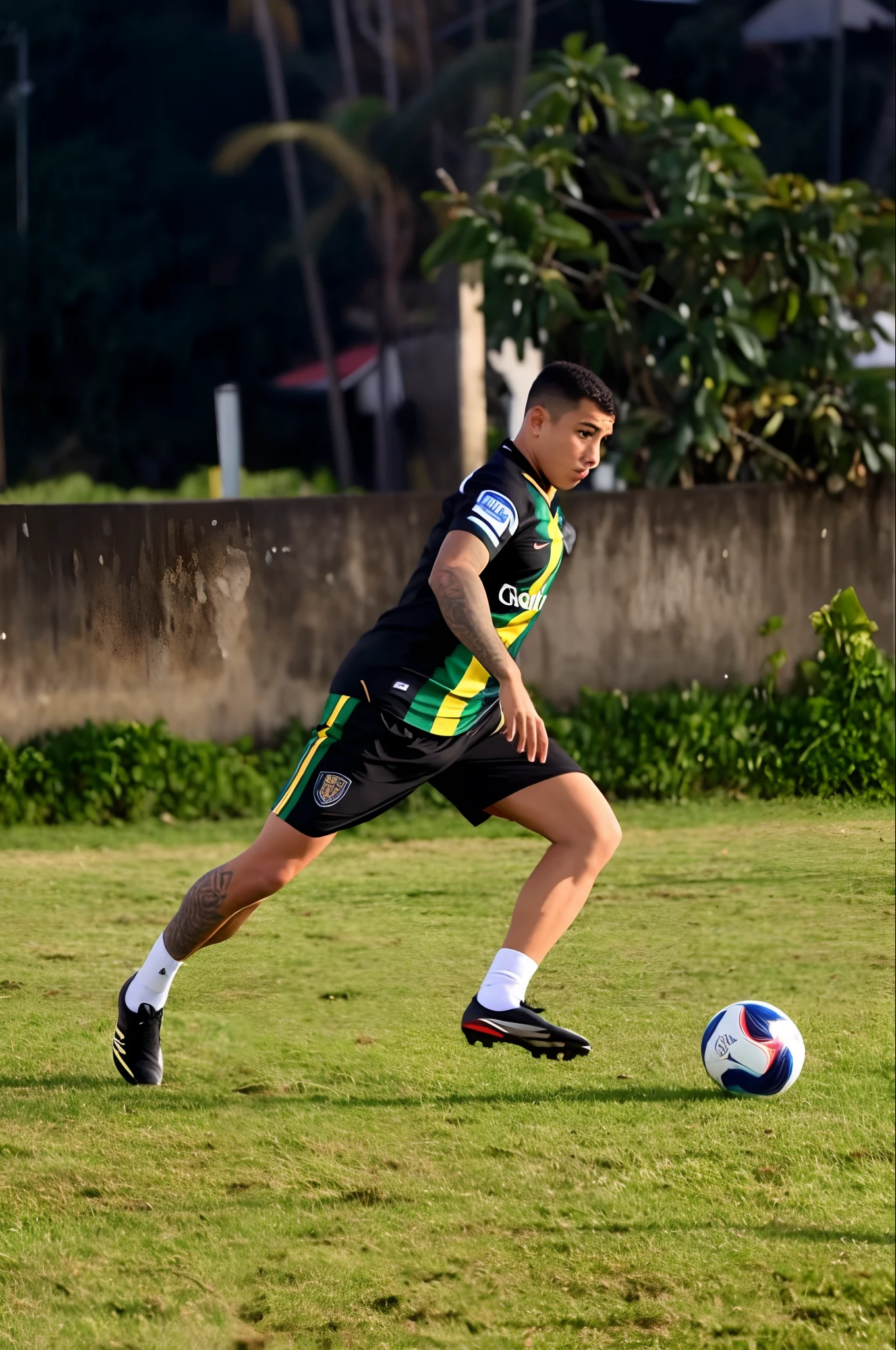 Pessoa branca, jogando bola em uma tarde, no time bairro13futebolclub