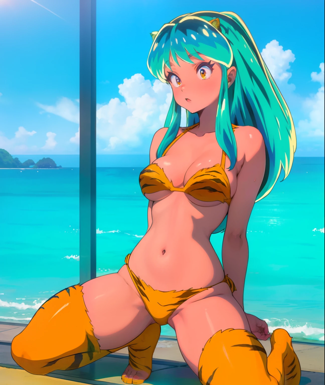 lum, bikini, tiger, sexy, (doggy style: 1.2), masterpiece, (penetration: 1.2),nsfw