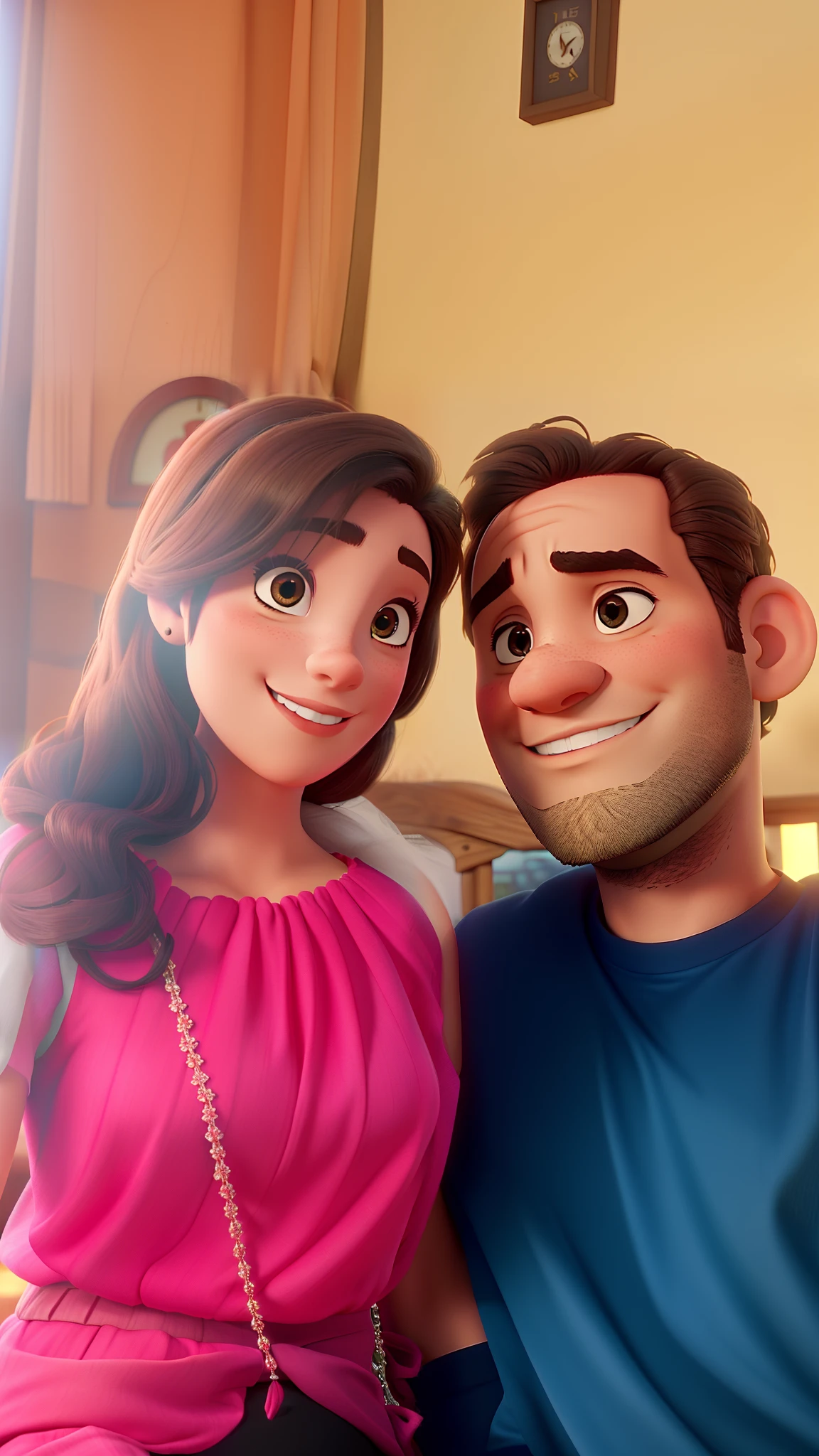 romantic couple, igual aos filmes Disney Pixar com fundo de fogos