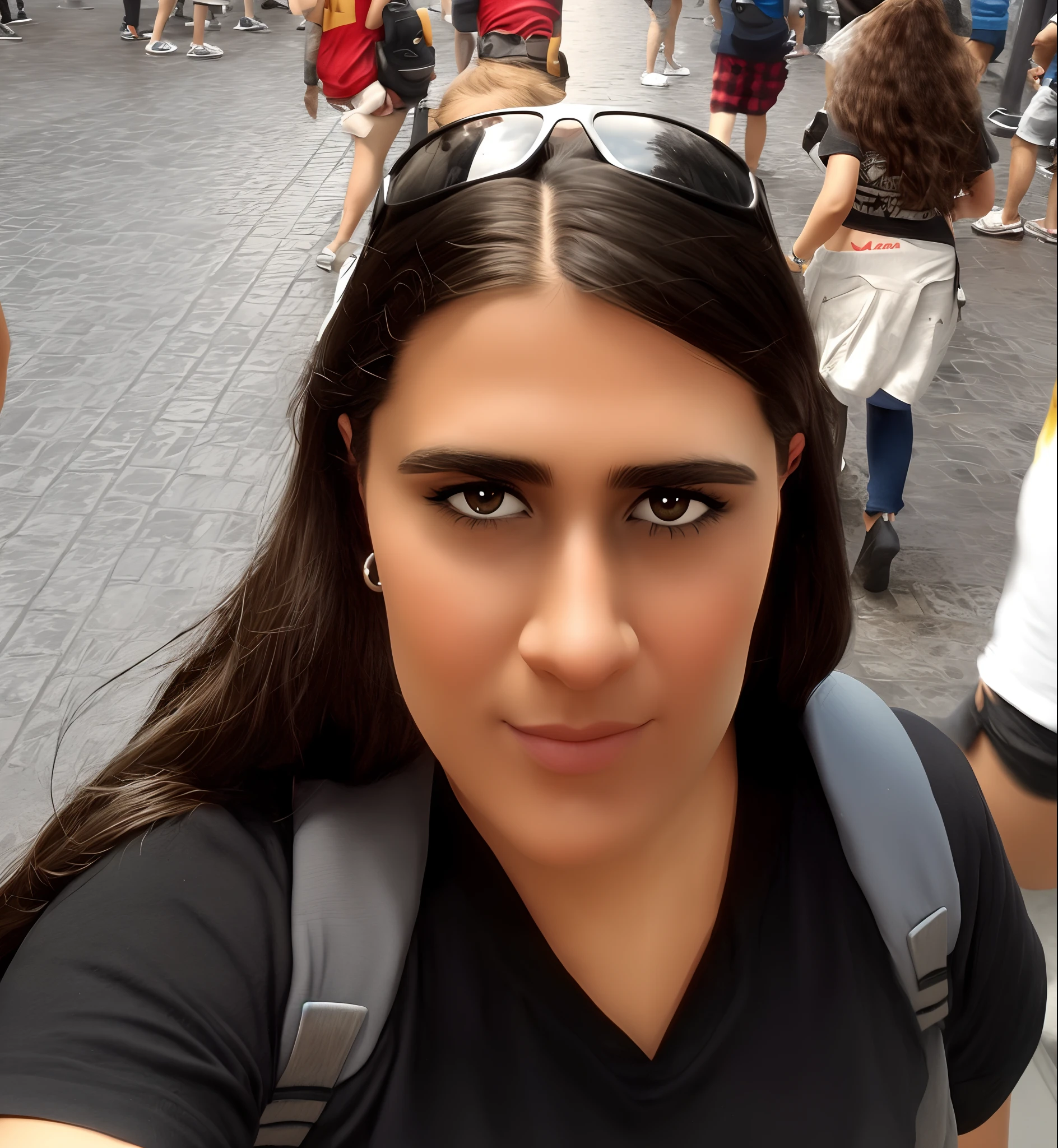 Cartoon character of a woman wearing sunglasses on her head and a black heavy metal shirt, um personagem animado, Caractere estilizado, animation style rendering, 3D estilizado, Arnold Maya render, 3 d render stylized, toon render keyshot, Personagem 3D, Personagem 3D, 3d rendering stylized, 3 d character render, personagem de desenho animado, Personagem de close up, Pose de personagem, (Estilo Pixar) (master part:1.2) (Bokeh) (best quality) (pele detalhada) (textura detalhada) (8k) (argila) (Cinematic lighting) (foco nítido,Senta e vaza a parte superior do corpo