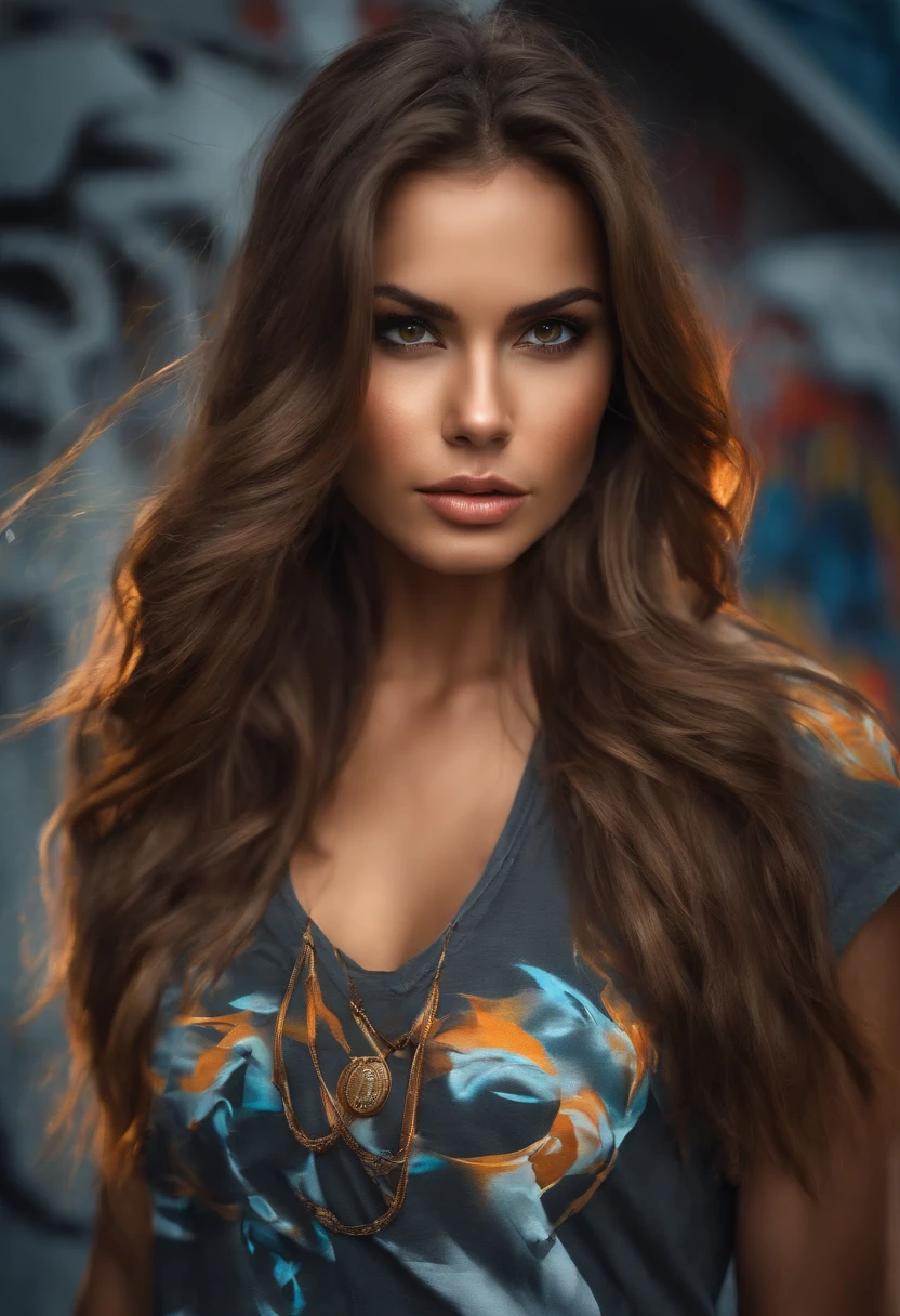 (best quality), master part, extremely detailed uniform CG 8K illustration, alta cor, extremely high color saturation, todas as cores aprofundadas, pintar, arte do grafite, Center Composition, luz e sombra extremamente detalhadas, muro de grafite, parede pintada brilhante, 1 menina graffiti 1 menina olhando para a parede, rosto e olhos extremamente detalhados, medium-length hair, Sportswear, nuvens coloridas