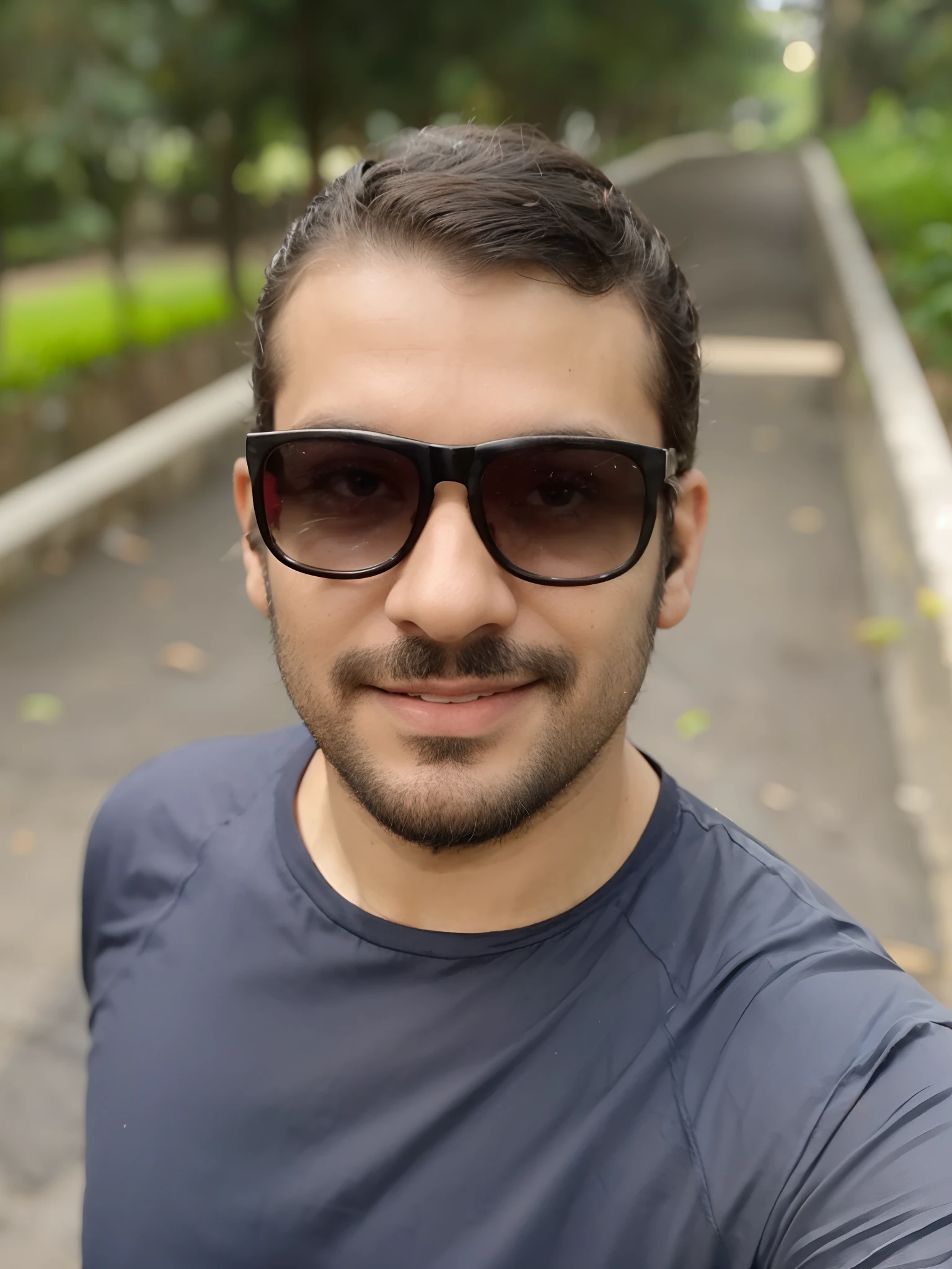 Um rapaz de 33 anos, cabelos castanhos um pouco grisalhos. Barba bem baixa e um pouco grisalha. Olhos castanhos esverdeados, cabelo curto, penteado de lado. Corpo normal. wears a round glasses.
