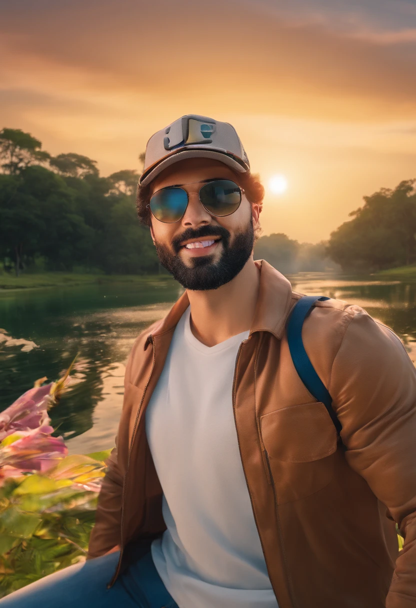 there is a man wearing sunglasses taking a selfie in the park, Fotografia selfie 8k, em frente a um fundo de floresta, com um parque ao fundo, Parque em segundo plano, icaro carvalho, Retrato tirado 8 K, gui guimaraes, foto de perfil headshot, david rios ferreira, foto de perfil profissional, selfie de um homem, Carmelo Blandino