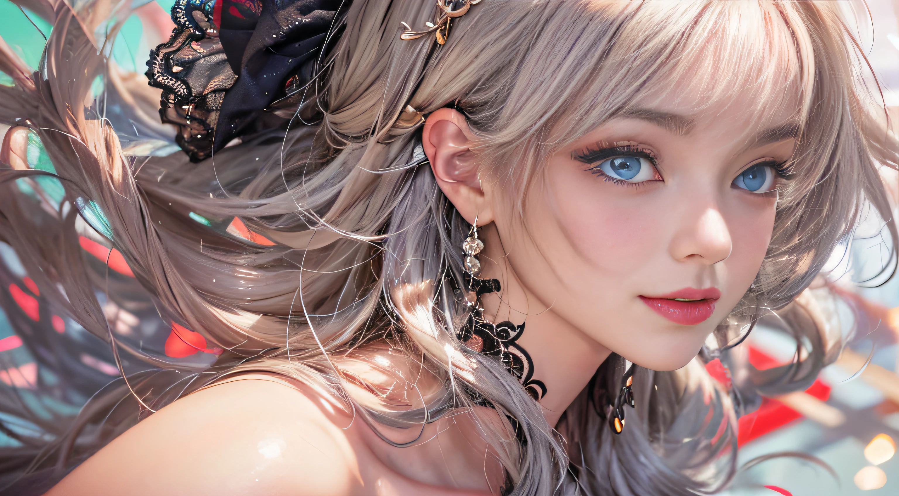A close up of a woman with long hair and blue eyes - SeaArt AI