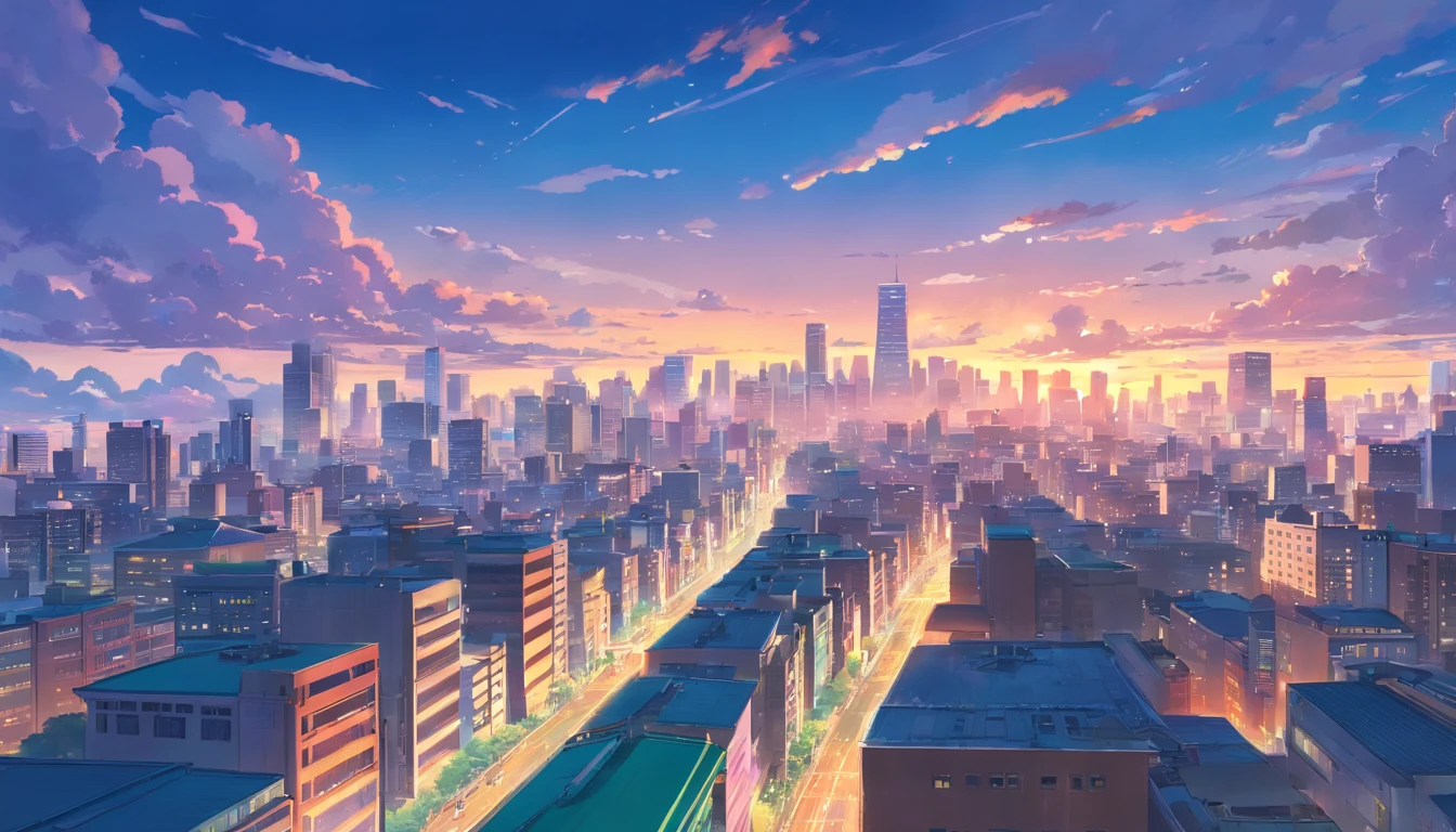 Vibrant city background  furry with city behind them cloudly
