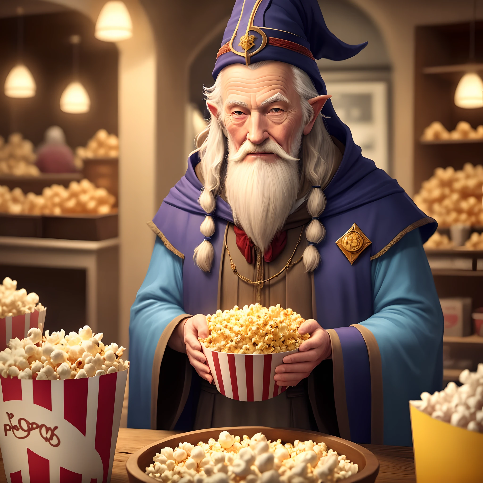 Old wizard that controls popcorn