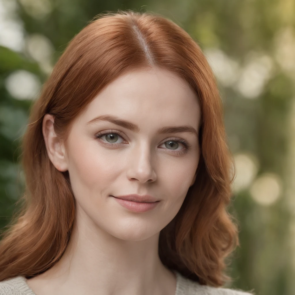 Gree redhead wearing a beige sweater (in a bookstore), Very detailed, 41 anos, rosto inocente, cabelos cacheados naturais, olhos azuis, high resolution, master part, best quality, detalhes intrincados, altamente detalhado, foco nítido, pele detalhada, textura de pele realista, textura, olhos detalhados, profissional, 4k, sorriso encantador, filmado em canon, 85 millimeters, profundidade de campo rasa, Kodak Color Vision, corpo de ajuste perfeito, extremamente detalhado, fotografia_\(Ultra\), photoreallistic, realista, Post-processing, maximum details, rugosidade, vida real, Ultra realista, renderizado, fotografia, 8k UHD, fotografia Seed:232340