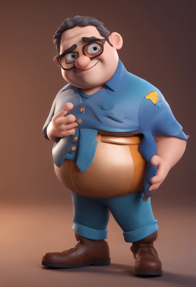 cartoon character of a man with black glasses and a blue shirt written IT Allcare, animation character, Caractere estilizado, animation style rendering, 3D estilizado, Arnold Maya render, 3 d render stylized, toon render keyshot, Personagem 3D, Personagem 3D, 3d rendering stylized, 3 d character render, personagem de desenho animado, Personagem de close up, Pose de personagem, (Estilo Pixar) (master part:1.2) (Bokeh) (melhor qualidade) (pele detalhada) (textura detalhada) (8k) (argila) (Cinematic lighting) (foco nítido