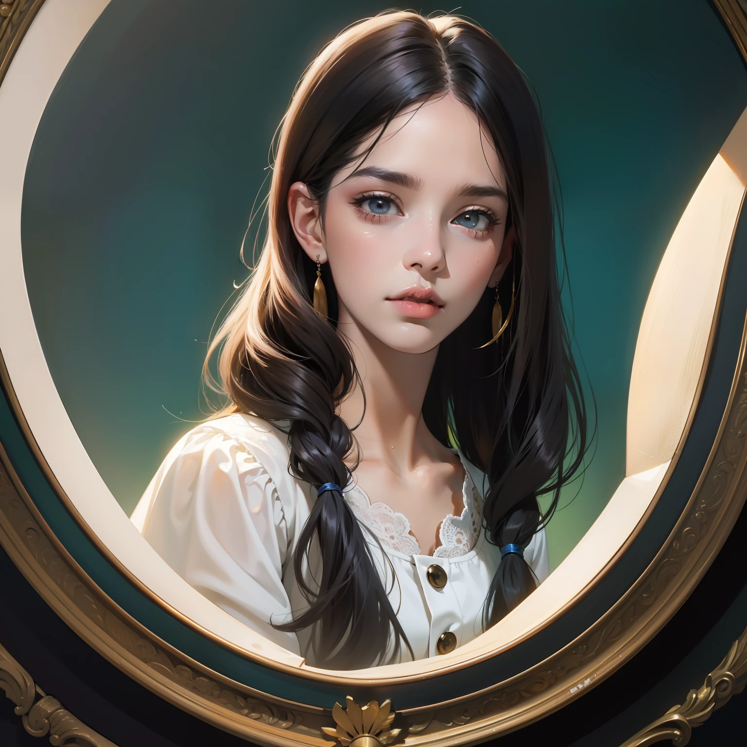Retrato de uma mulher com cabelo longo e uma camisa preta, digital illustration portrait, No estilo de arte de Bowater, Retrato de Jossi de Blackpink, retrato digital, retrato de arte digital, realismo artstyle, retrato de alta qualidade, 🤤 retrato da menina, estilo de arte realista, # 1 pintura digital de todos os tempos, #1 pintura digital de todos os tempos, pintura digital brilhante
