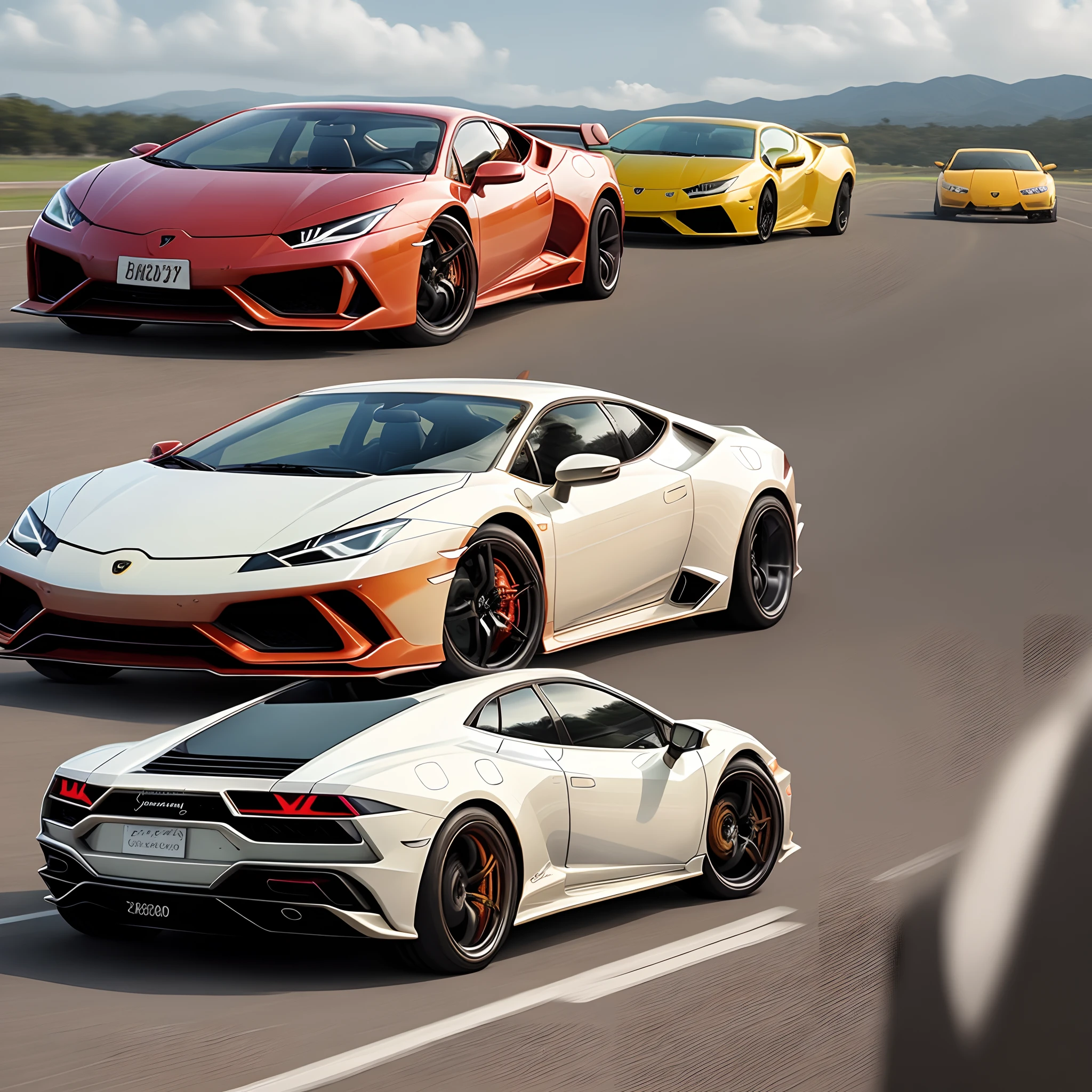 Flaming Toyota Corolla slam dunking on a Lamborghini Huracán