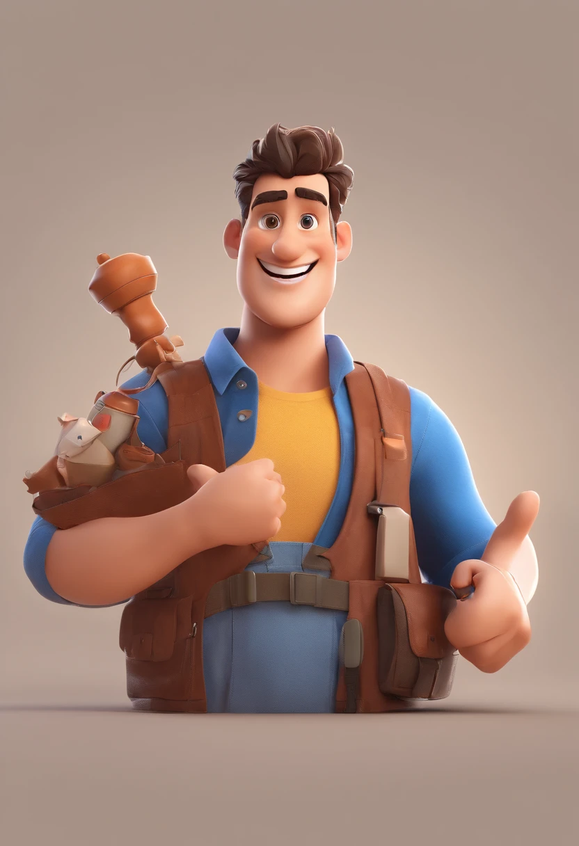 Smiling Man Illustration, sorriso insano, Homem de pele marrom com um sorriso gigante, happily smiling at the camera, sorriso atrevido, he's smiling, sorriso muito grande, Macho sorridente, foto de perfil headshot, rindo sorriso enorme, desenhando no estilo de Arte 3D, c4d, fundo de cor branco puro, estilo disney, estilo pixar render ilustracao Super Detalhe, 8k