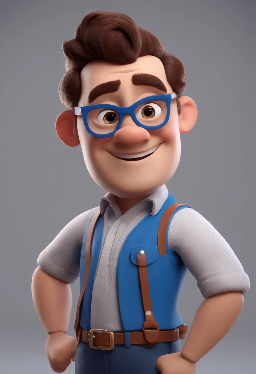 Cartoon character of a man with black glasses and a blue shirt, animation character, Caractere estilizado, animation style rendering, 3D estilizado, Arnold Maya render, 3 d render stylized, toon render keyshot, Personagem 3D, Personagem 3D, 3d rendering stylized, 3 d character render, personagem de desenho animado, Personagem de close up, Pose de personagem,  (Estilo Pixar) (master part:1.2) (Bokeh) (best quality) (pele detalhada) (textura detalhada) (8k) (argila) (Cinematic lighting) (foco nítido