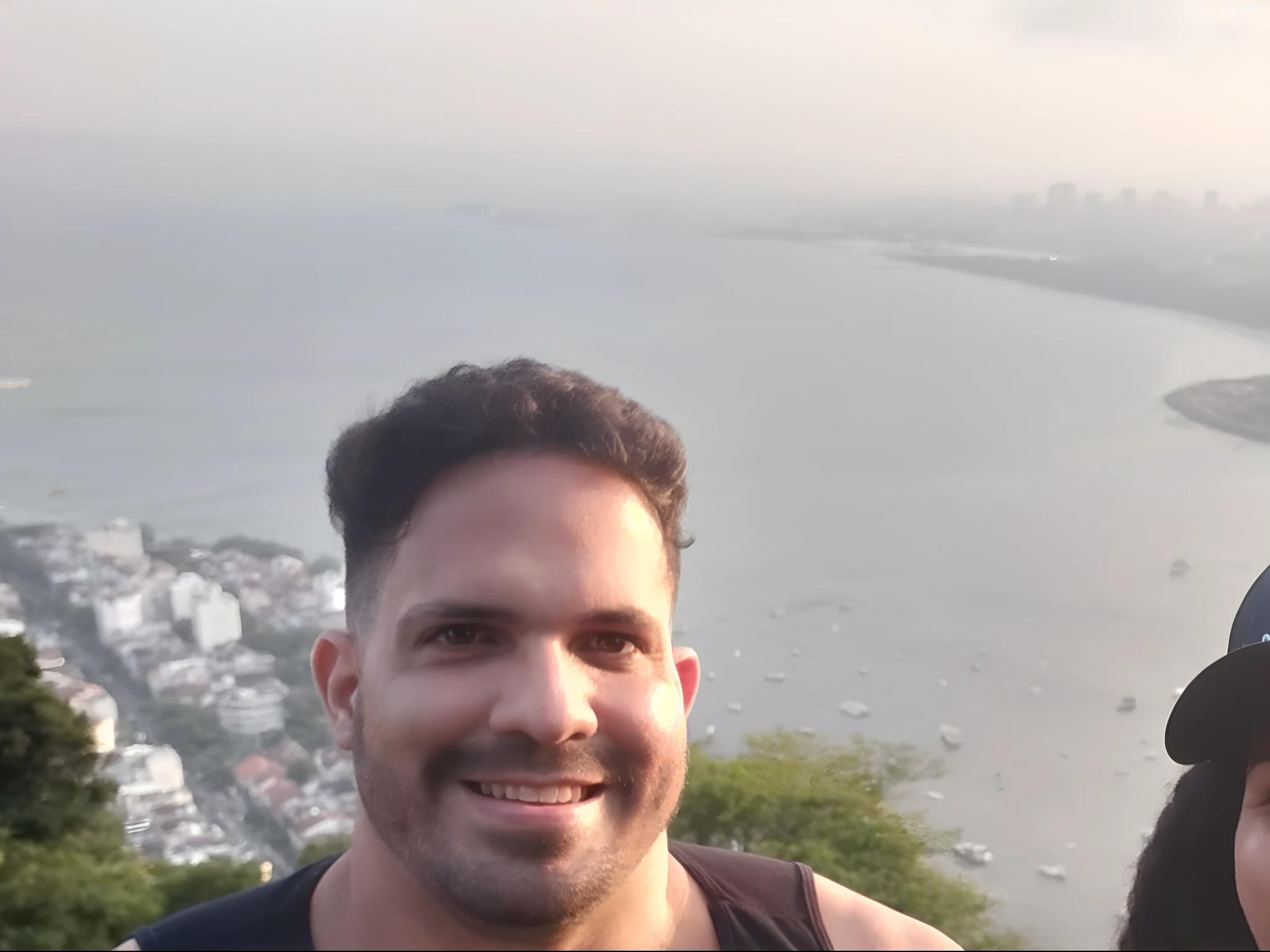 imagem de casal com o fundo da baia de guanabara no estilo pixar