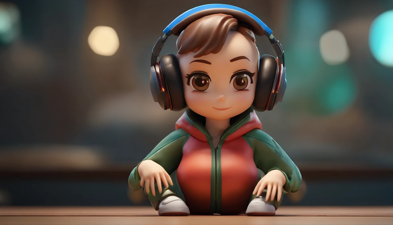 potatoes, full bodyesbian, Exquisite features, track suit, with headphones on, anime, blind box toy style, Cubism, cinematic lighting, three sided view, best quality, high details, highres, 4K