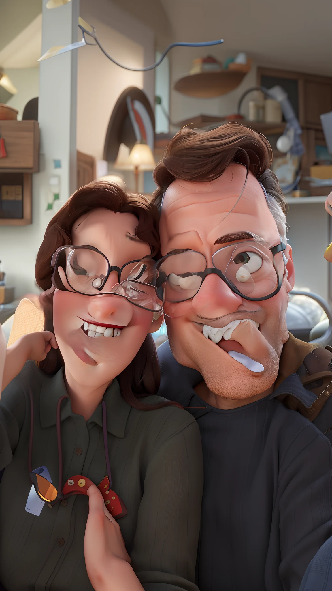 master part, best quality, A Pixar Couple The Girl With Glasses Couple in Love