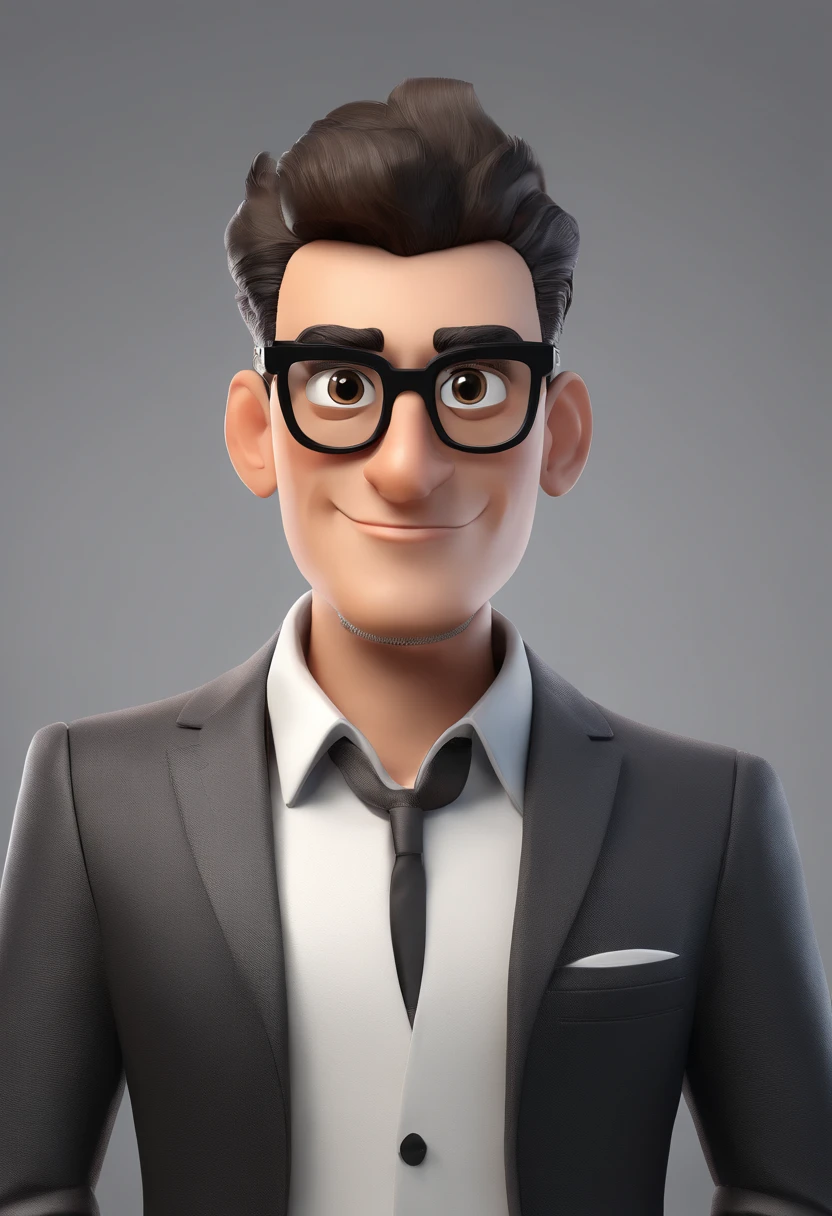Cartoon character of a man with black glasses and a shirt written on it "TI Allcare", animation character, Caractere estilizado, animation style rendering, 3D estilizado, (Estilo Pixar) (melhor qualidade) (pele detalhada) (textura detalhada) (8k) (argila) (Cinematic lighting) (foco nítido)