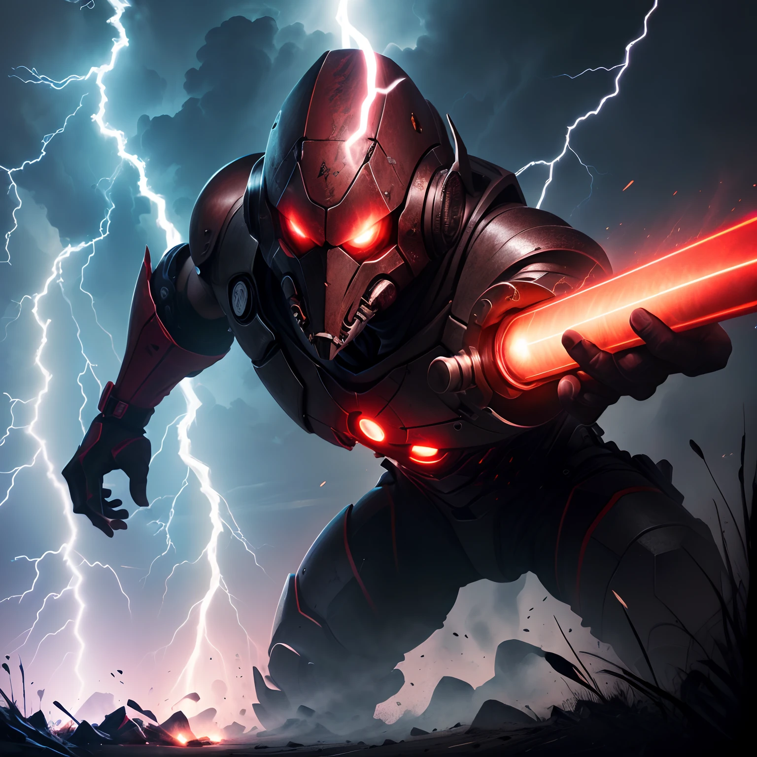 Sign with EBZ written on it with a red beam and lightning