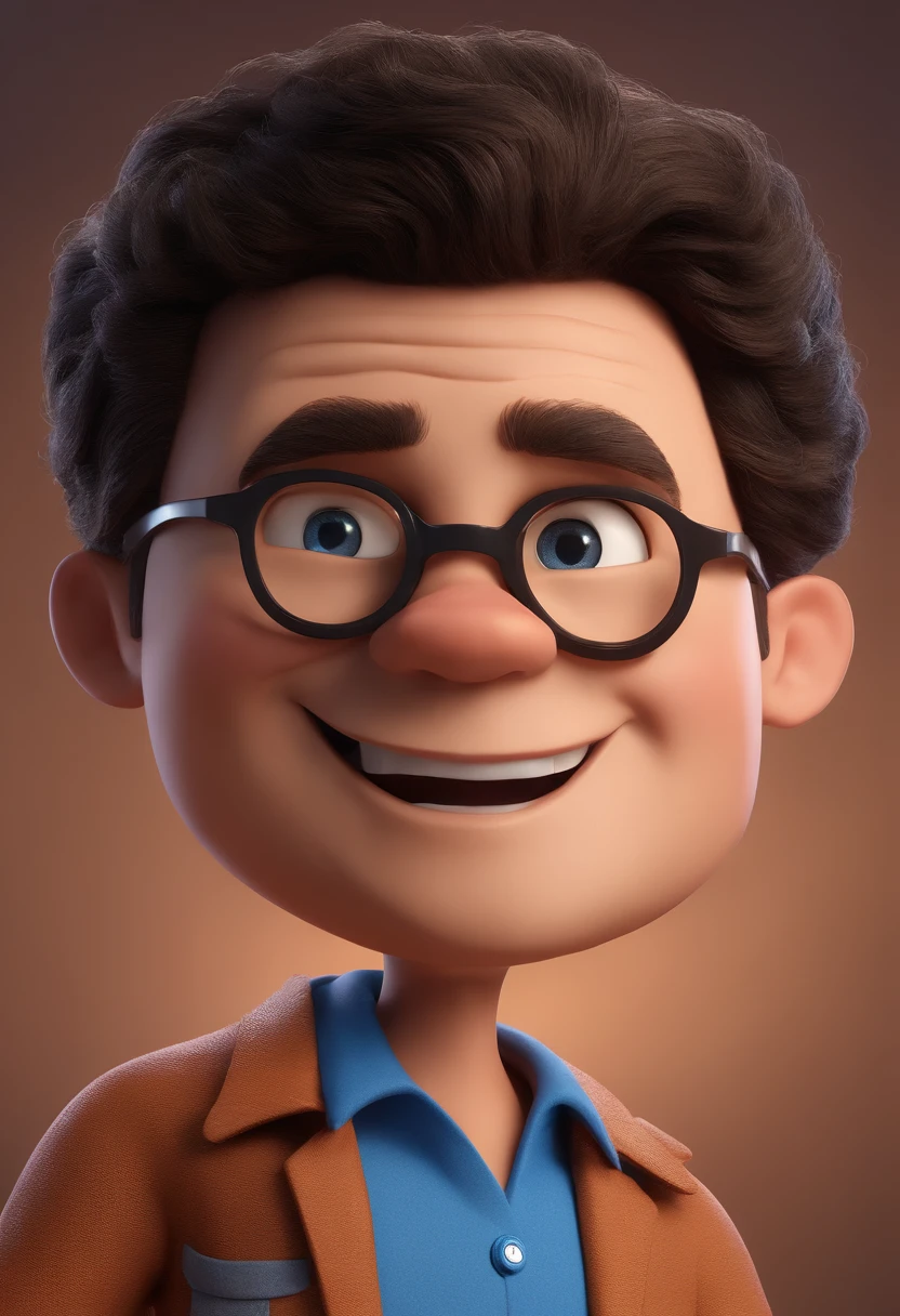 Cartoon character of a man with black glasses and a blue shirt, animation character, Caractere estilizado, animation style rendering, 3D estilizado, Arnold Maya render, 3 d render stylized, toon render keyshot, Personagem 3D, Personagem 3D, 3d rendering stylized, 3 d character render, personagem de desenho animado, Personagem de close up, Pose de personagem, (Estilo Pixar) (master part:1.2) (Bokeh) (best quality) (pele detalhada) (textura detalhada) (8k) (argila) (Cinematic lighting) (foco nítido